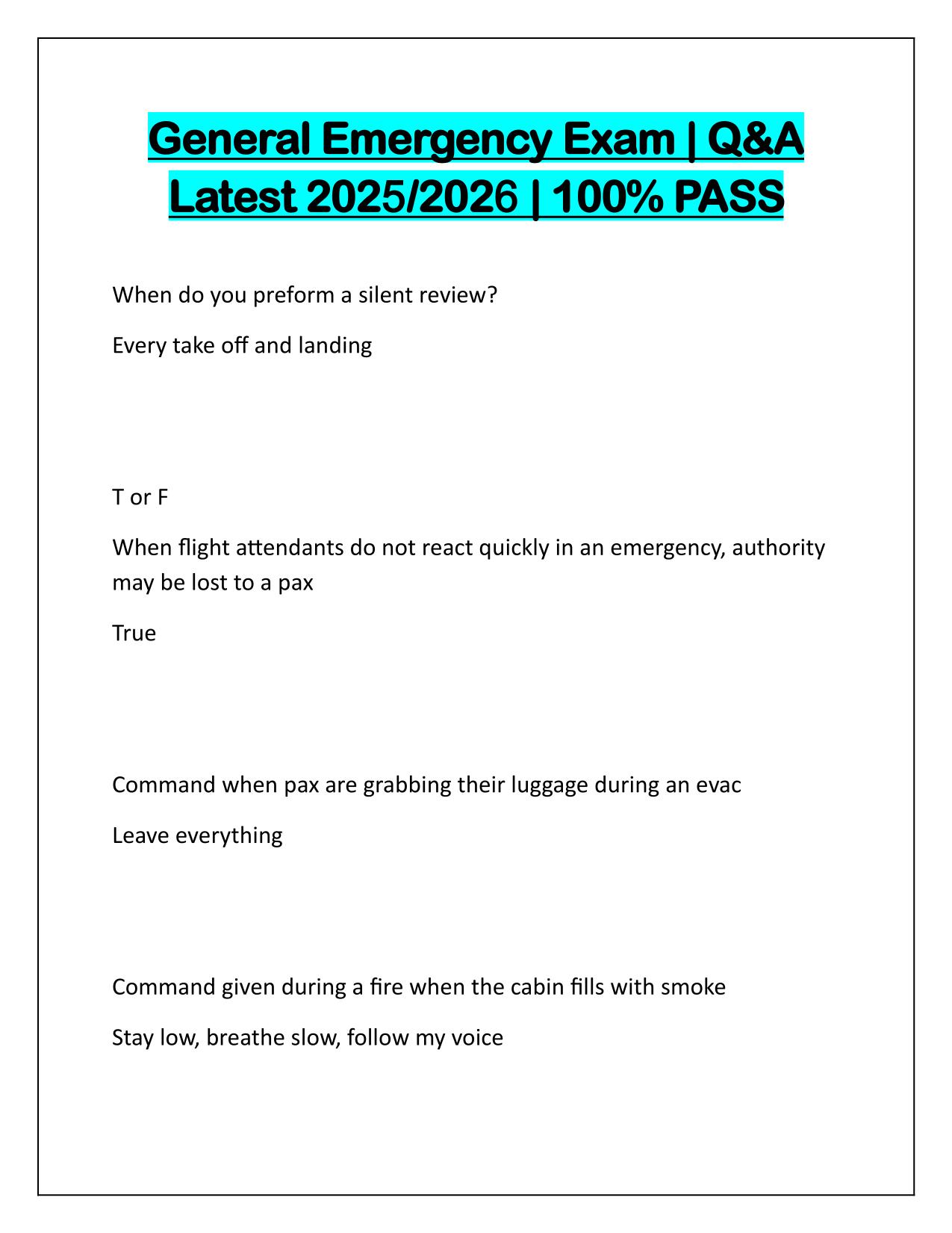 General Emergency Exam Correctly Answered Latest Update 2025-2026