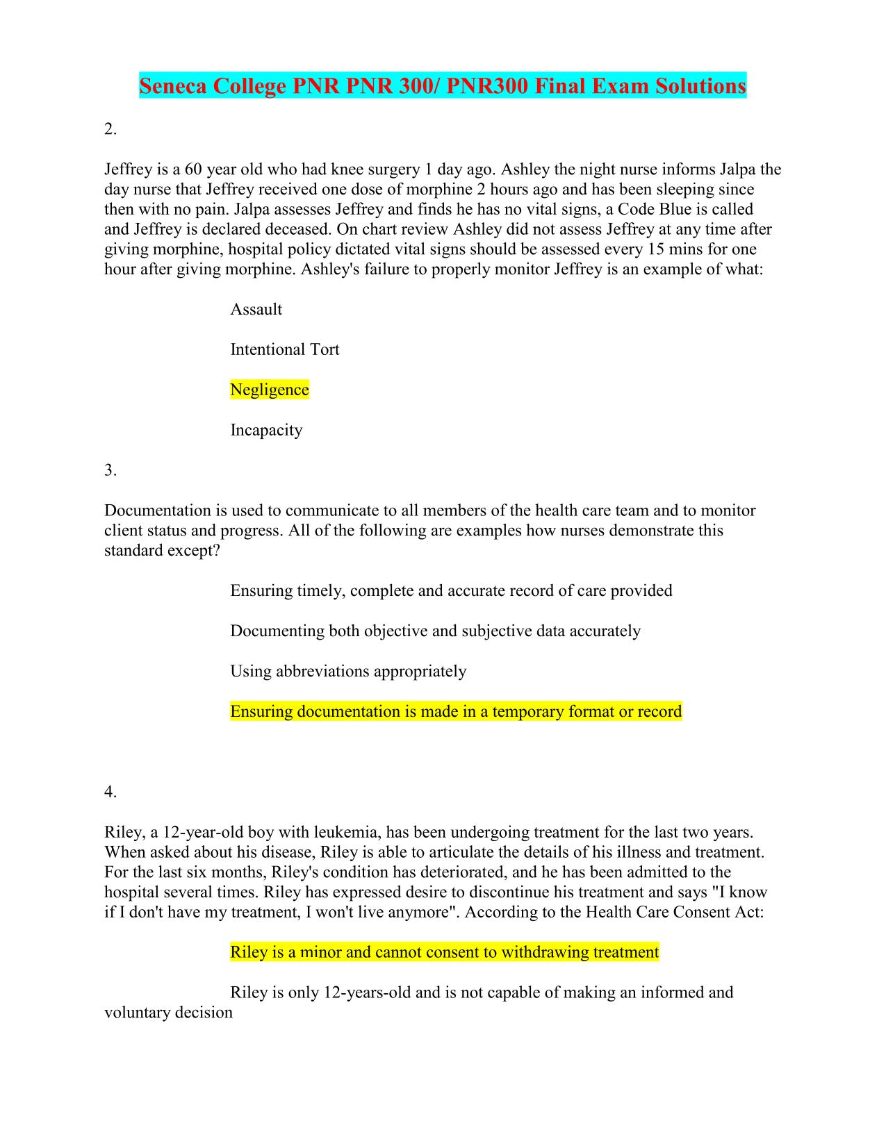 Seneca College PNR PNR 300/ PNR300 Final Exam Solutions Latest Update 2025/2026 PDF Download