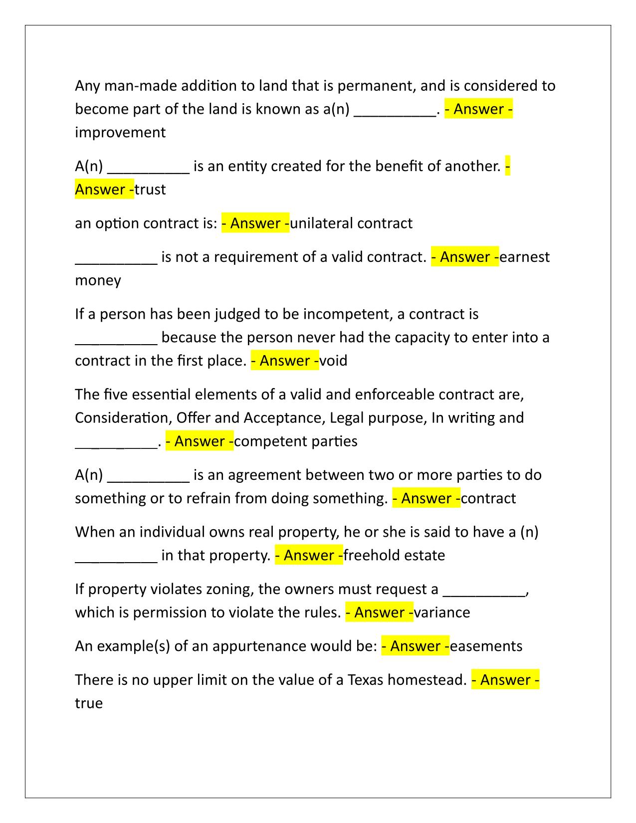 Law of Contracts-CHAMPIONS TEST Correctly Answered Latest Update