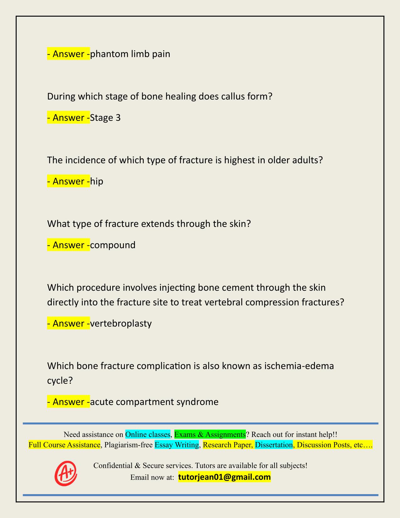 FRACTURES AND AMPUTATIONS ACTUAL 2025/2026 QUESTIONS AND 100% CORRECT ANSWERS