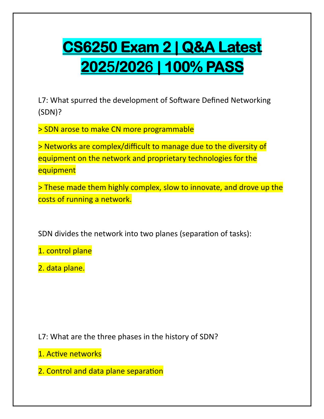CS6250 Exam 2 Questions and Verified Solutions 100% PASS