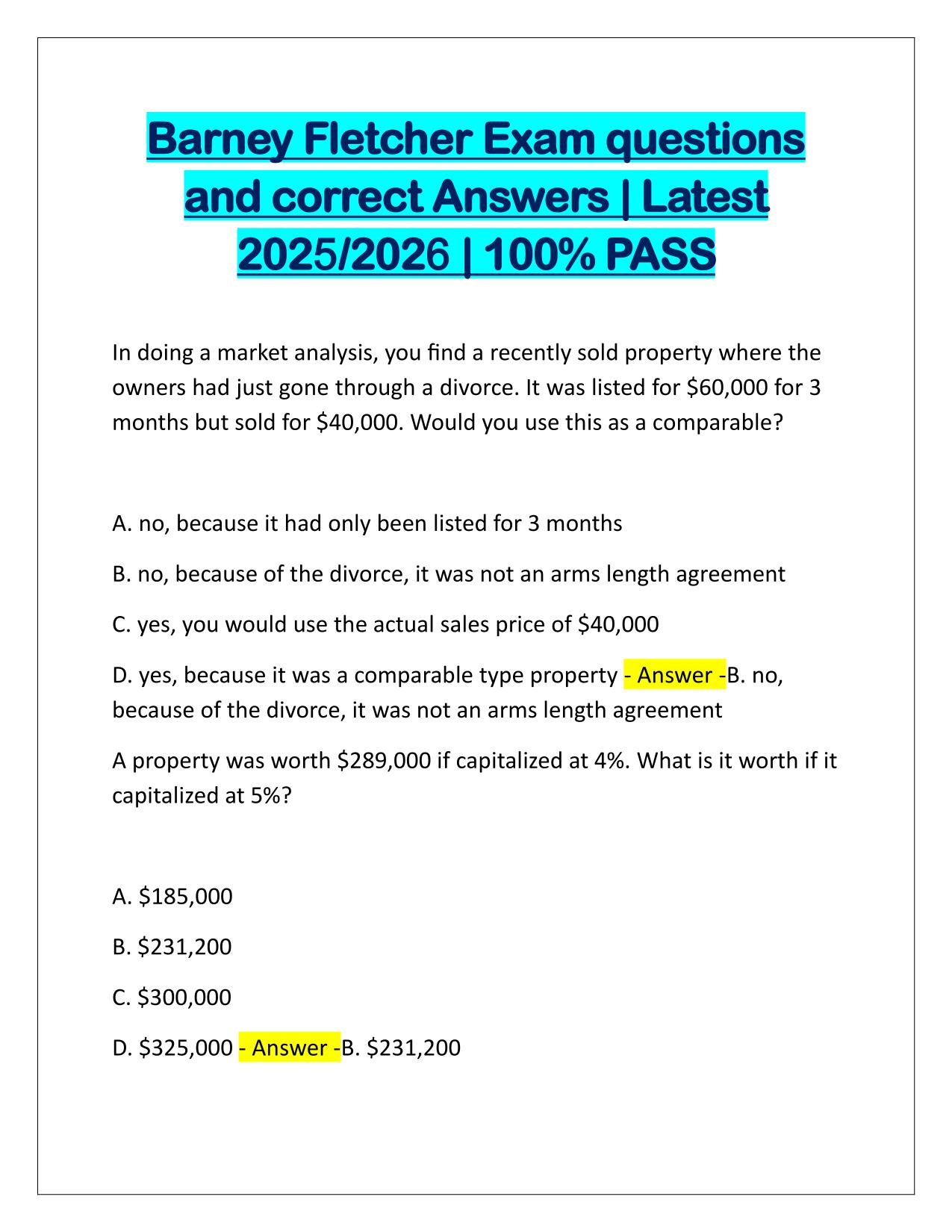 Bundle for Barney Fletcher EXAMS Q&A Latest Update
