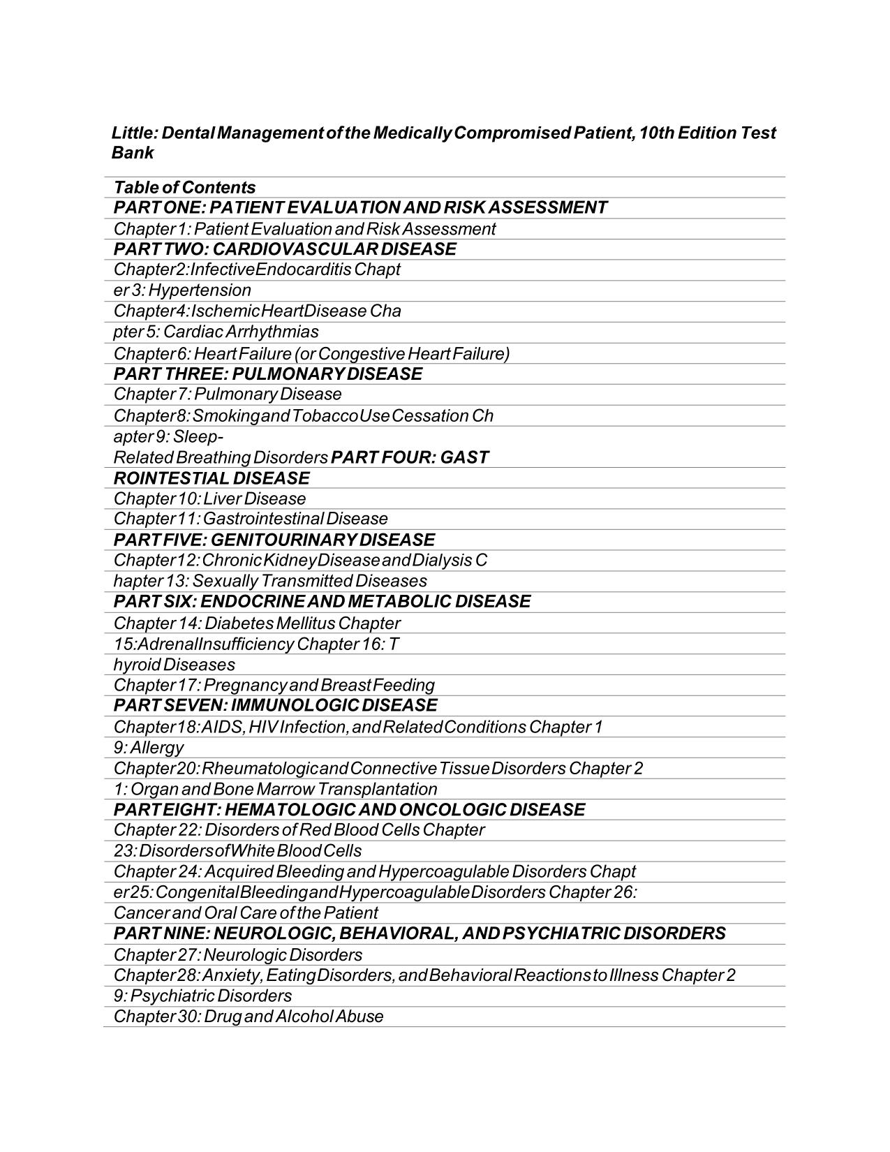 Test Bank For Little and Falace's Dental Management of the Medically Compromised Patient, 10th Edition by Craig Miller ISBN-978-0323809450 Latest 2025