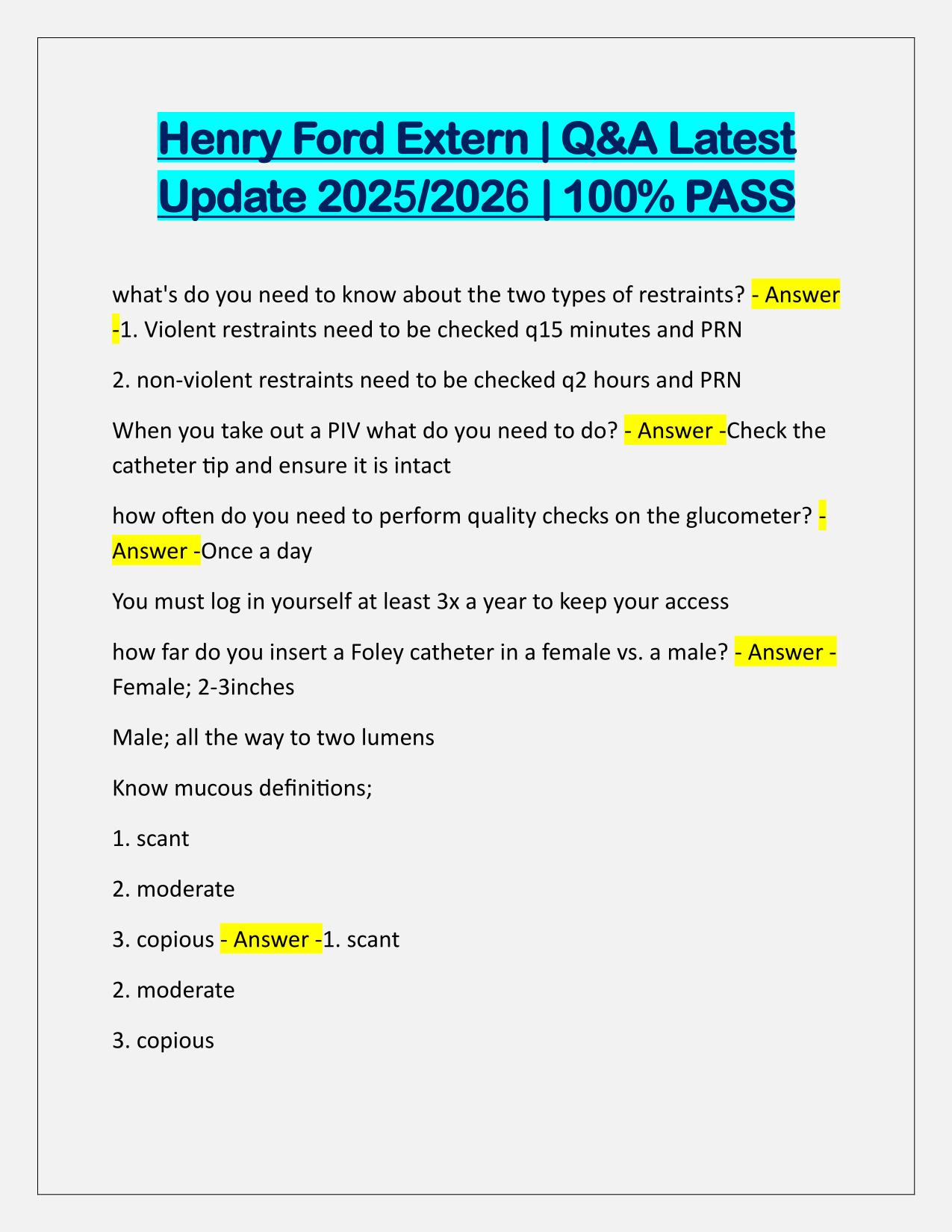 Bundle for Henry Ford EXAMS Q&A Latest Update