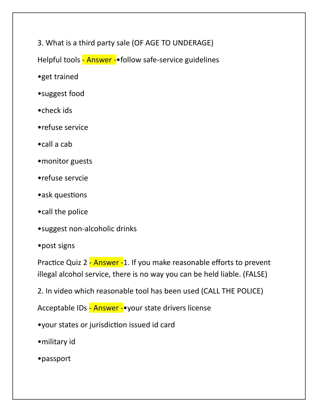 eTips Alcohol Training Q&A Latest Update