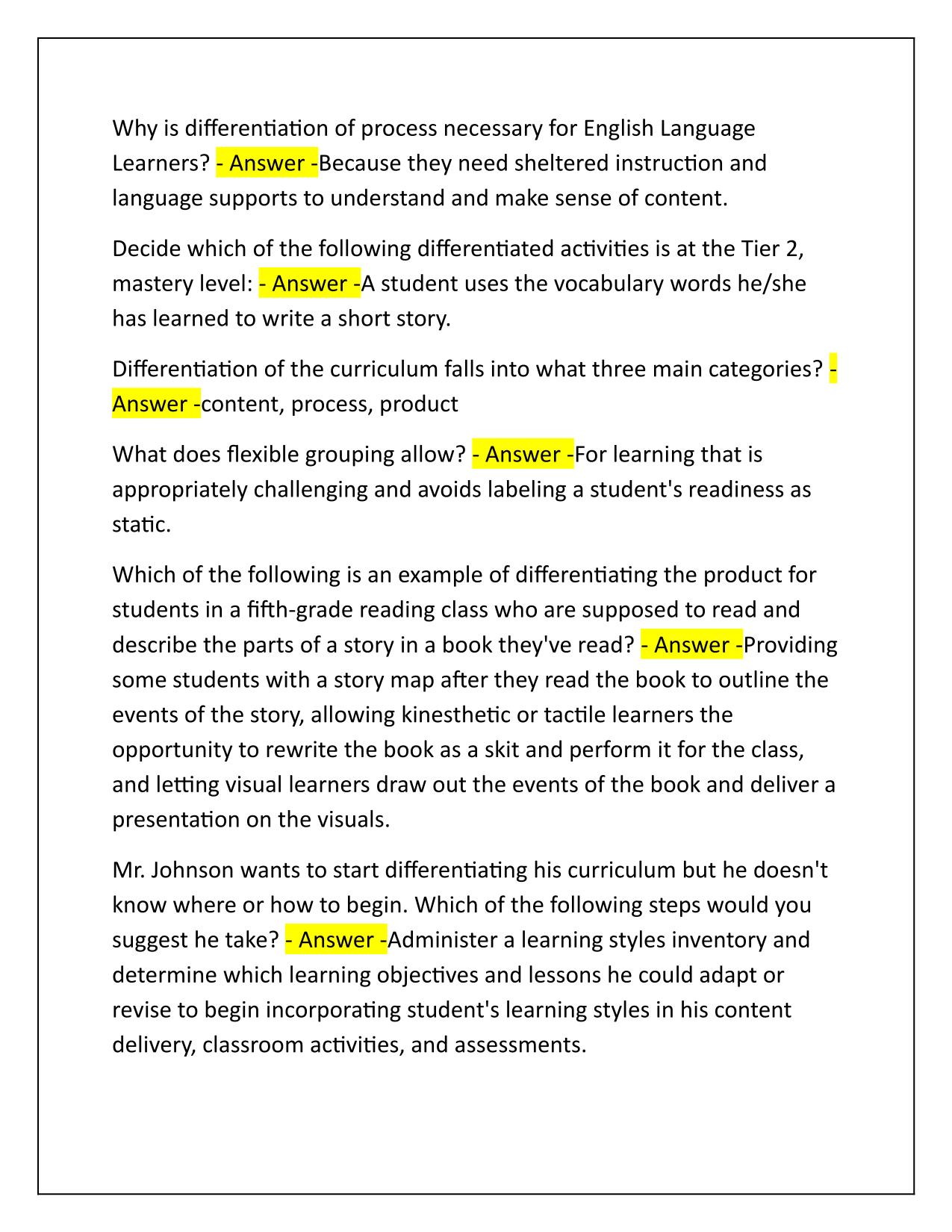 Texas Teachers Assessment 4 Elementary 700.4AE Q&A Latest Update 2025