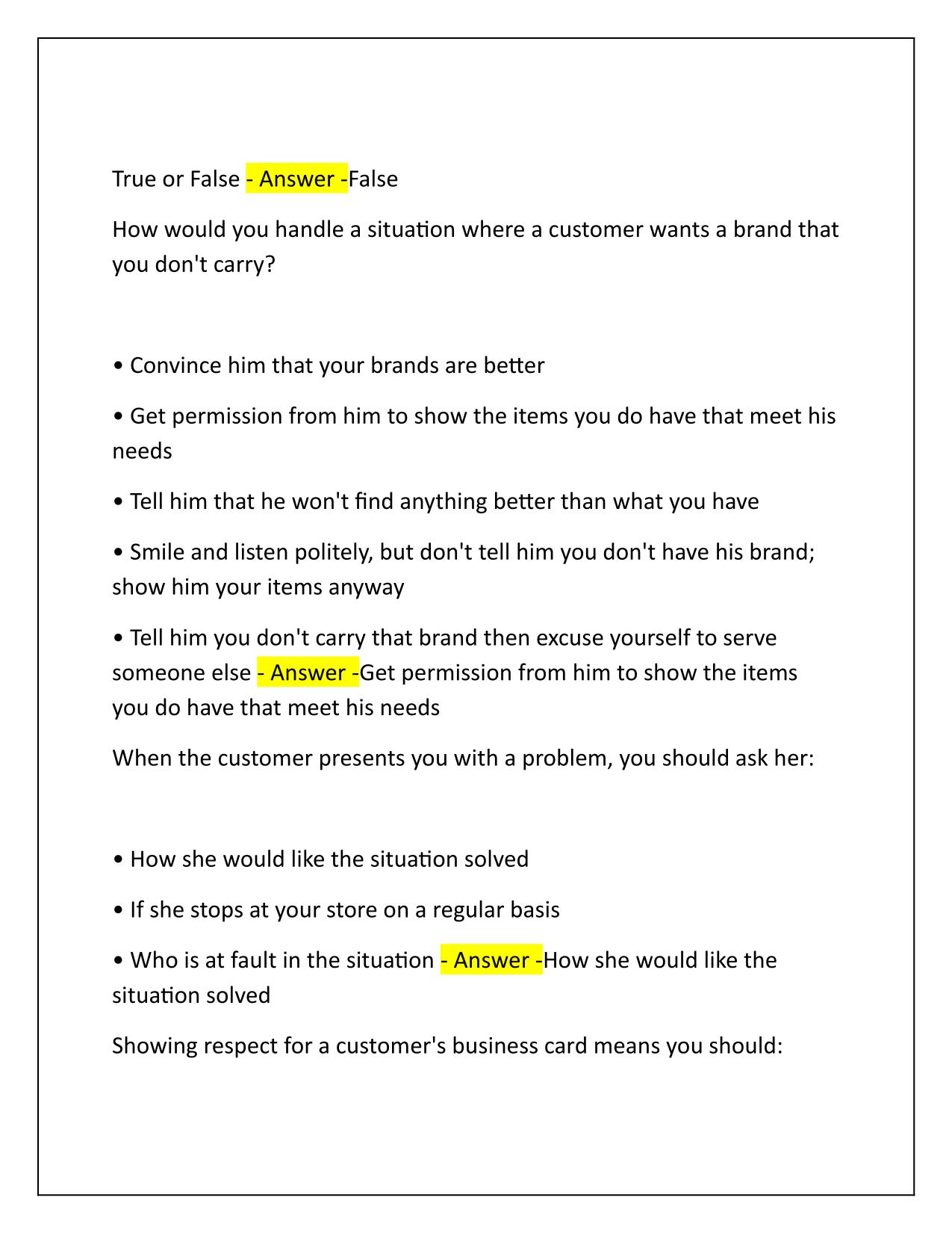 NRF Customer Service Study Guide Q&A 2025-2026 Update