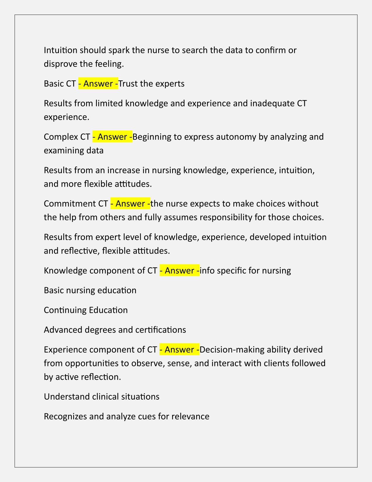 Critical thinking cards for ATI Proctored exam Q&A Latest Update