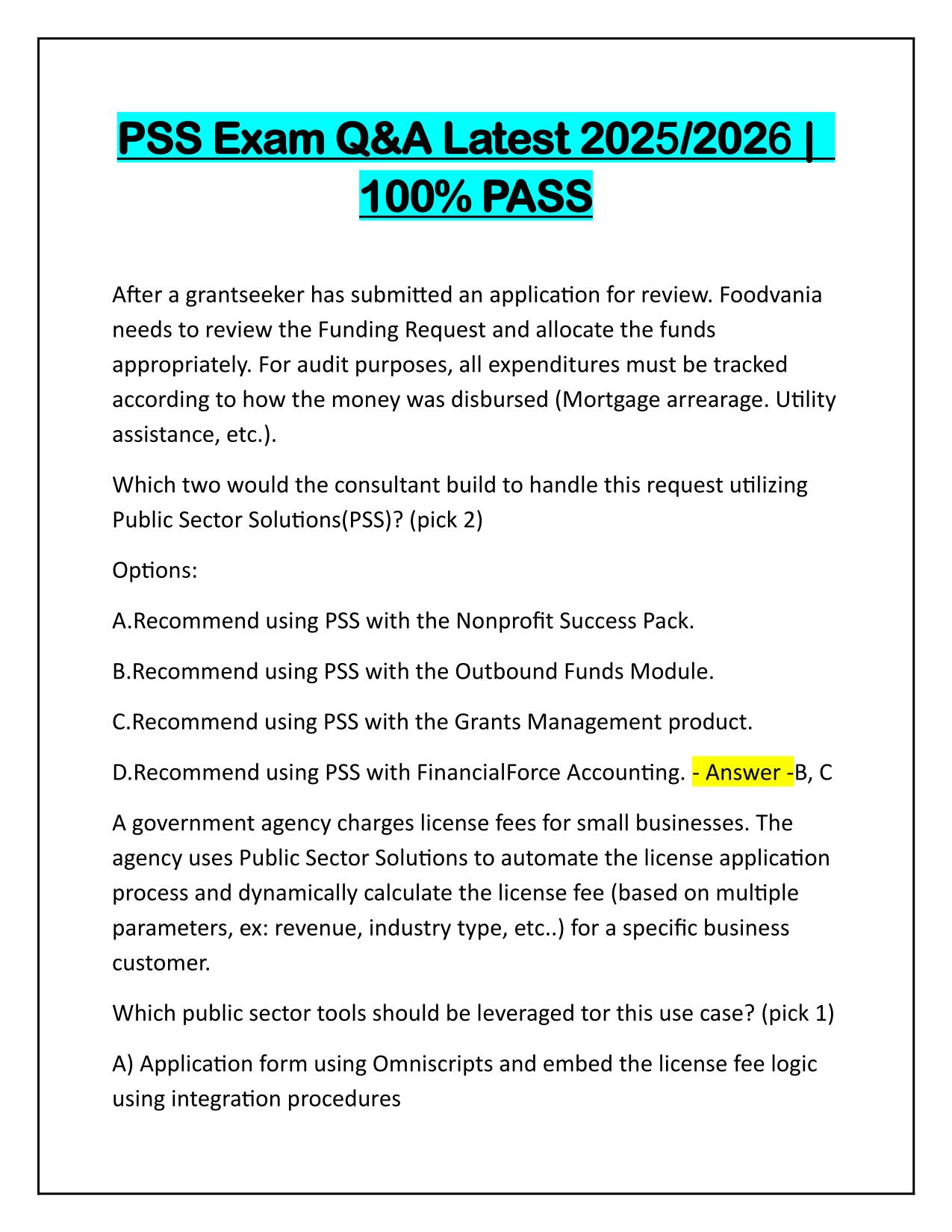 PSS Exam Questions and Correct Answers 2025 Update