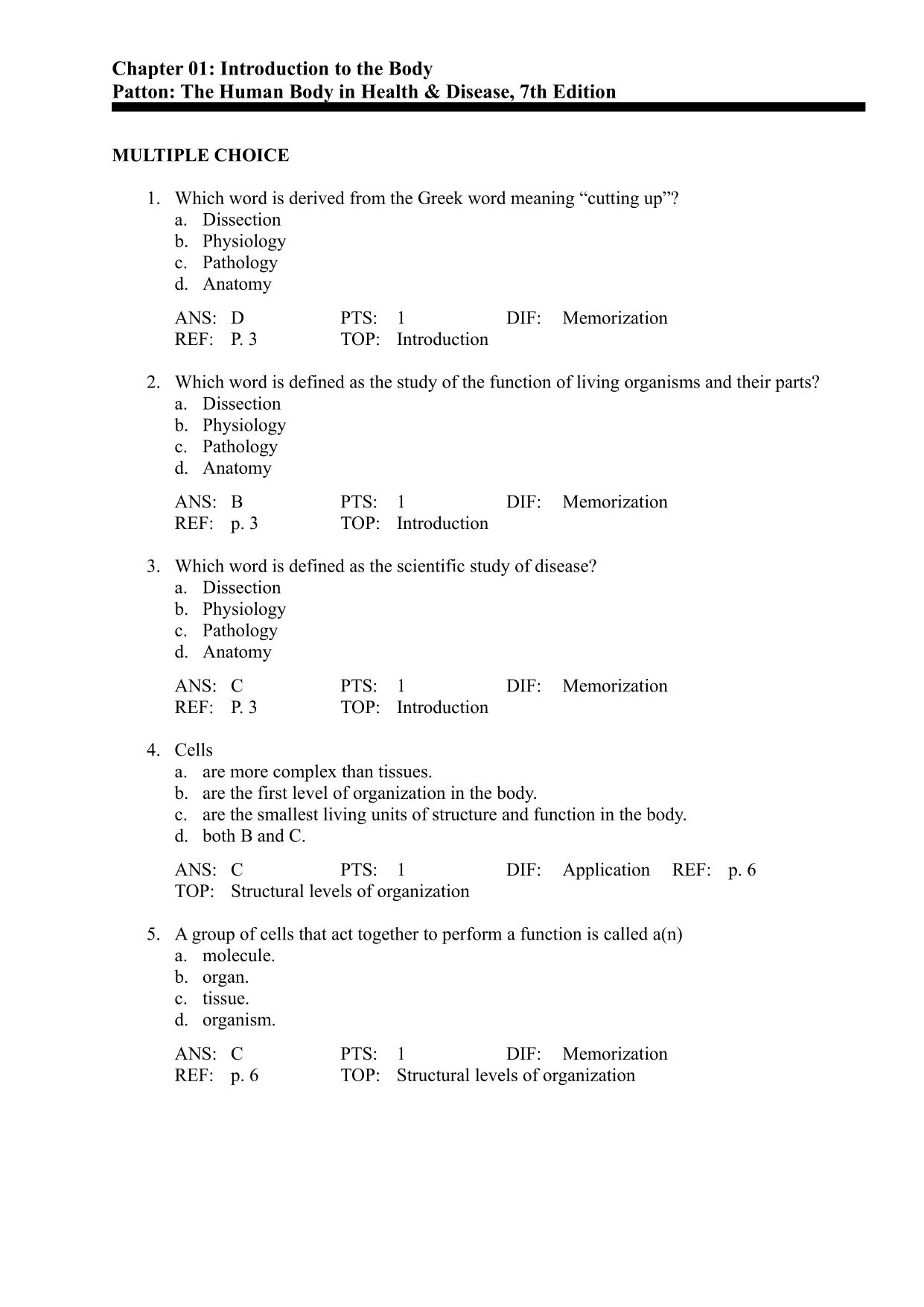 TEST BANK for The Human Body in Health & Disease 8th Edition by Patton ISBN: 9780323402118 Latest 2025/2026