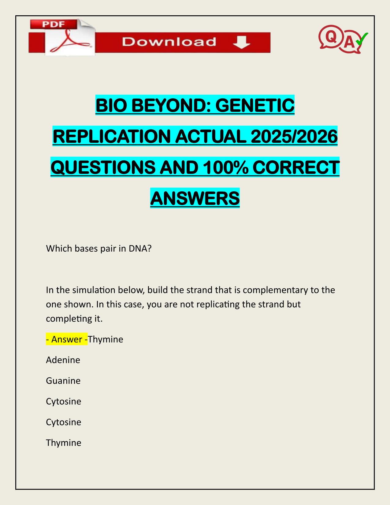 BUNDLE FOR BIO BEYOND TESTS ACTUAL 2025/2026