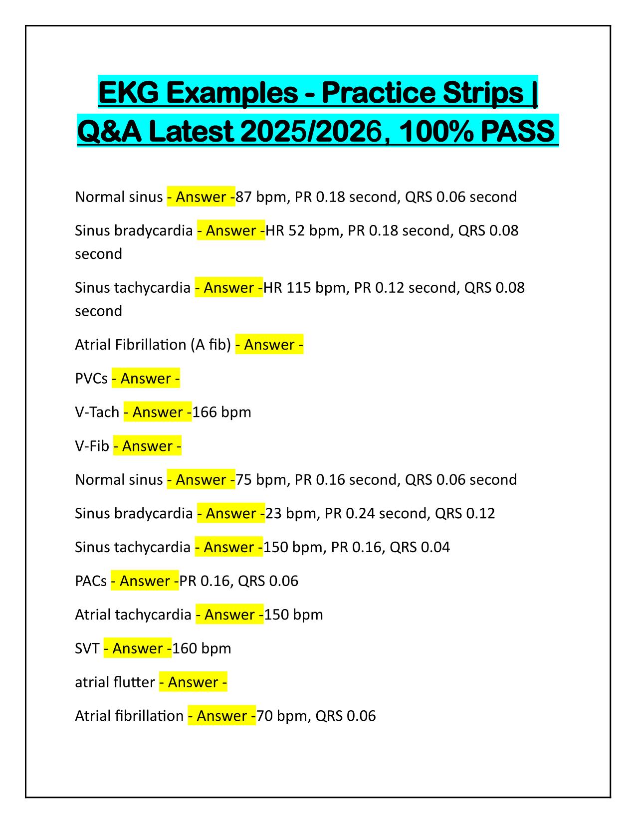 EKG Examples Q&A Update 2025