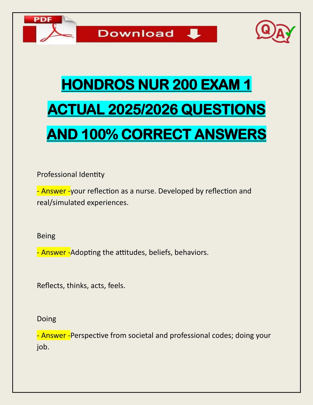 PACKAGE DEAL FOR HONDROS NUR 200 EXAMS ACTUAL 2025/2026