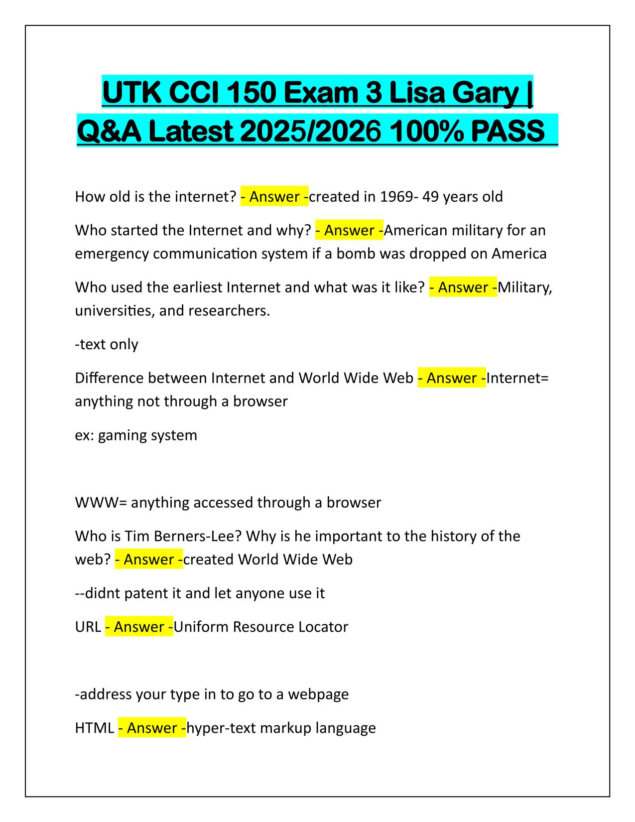 Package Deal for CCI 150 Exams Q&A Latest Update 2025-2026