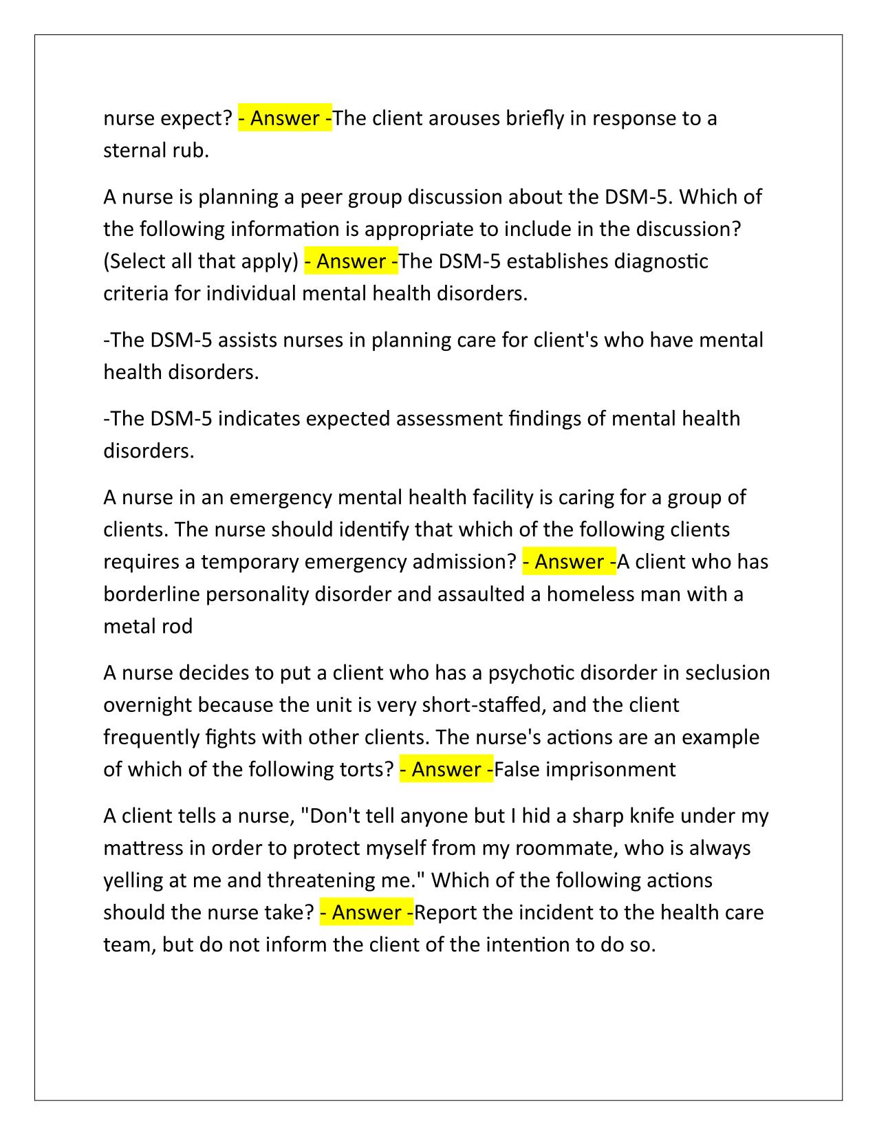 ATI Mental Health Proctored Exam Review Questions and Answers 2025/2026