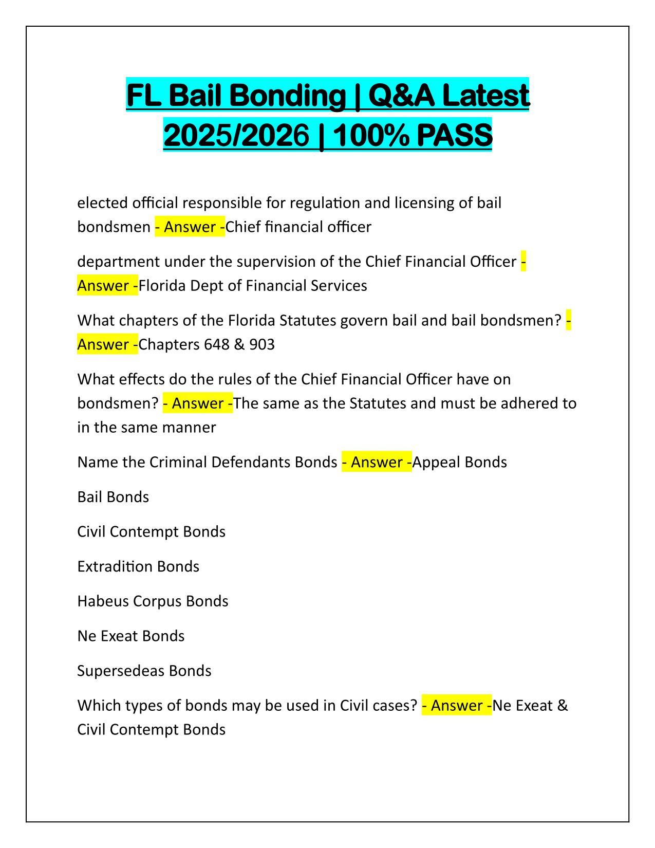 FL Bail Bonding Q&A Latest Update