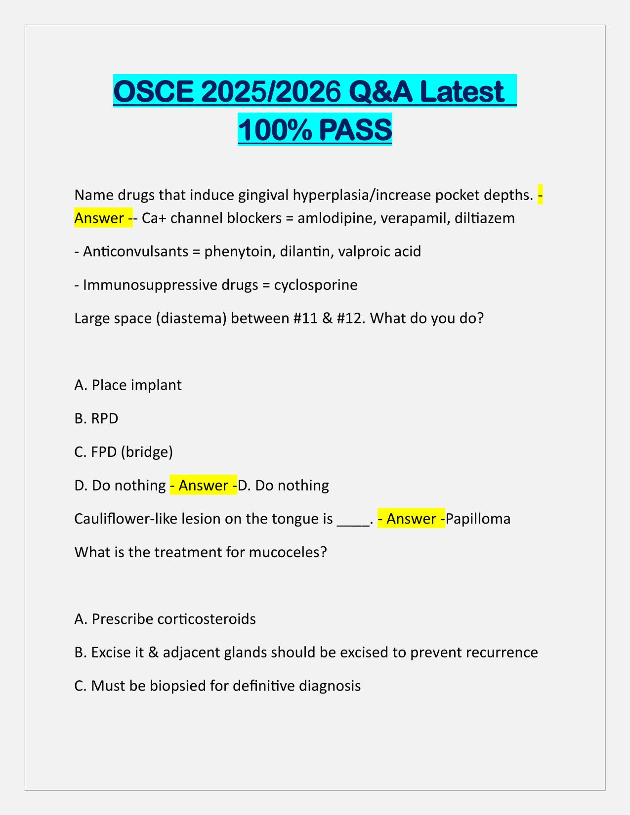 OSCE EXAM 2025-2026 Q&A Latest Update
