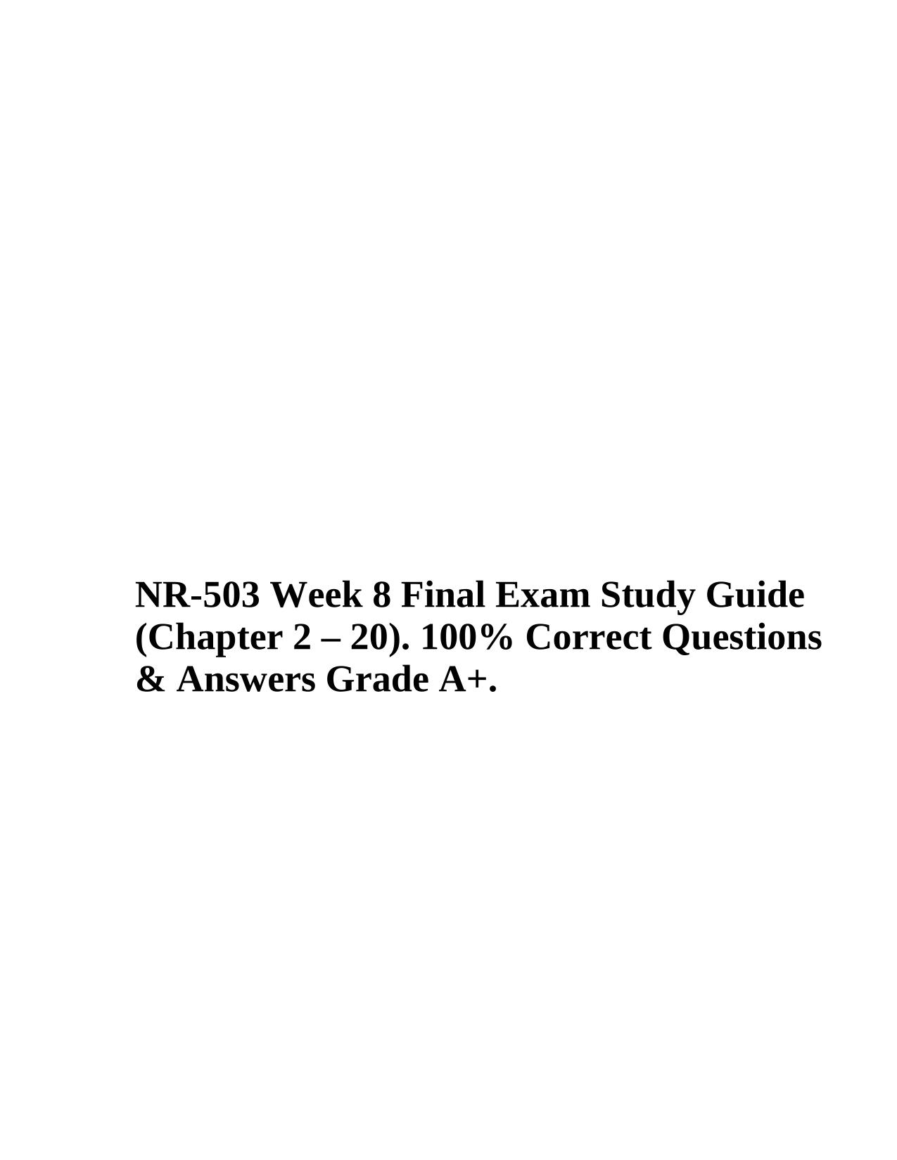 Bundle for NR 503 Midterm and Final Exams 2025/2026 Latest Update PDF Download