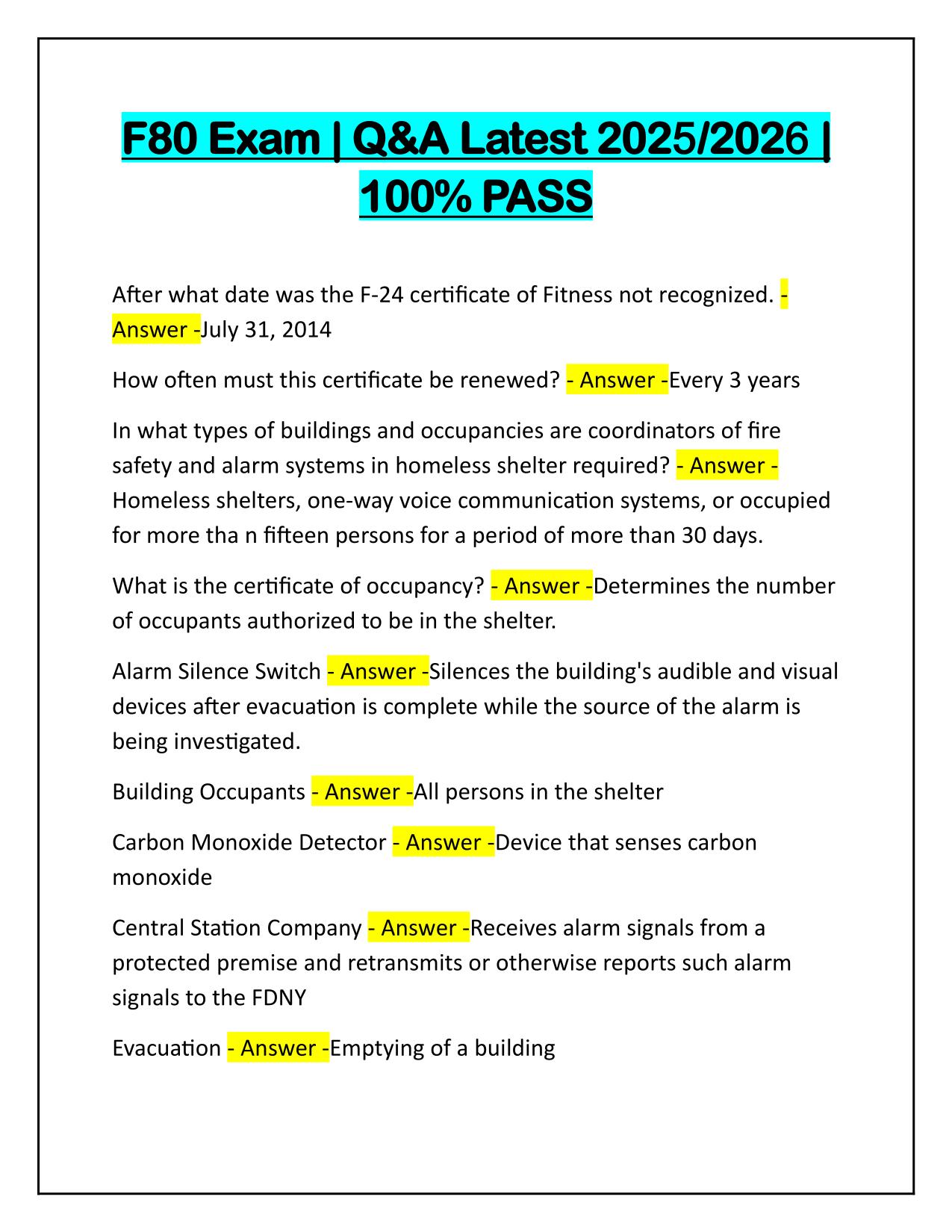 Bundle for F80 Exams Questions and Correct Answers Latest Update 2025