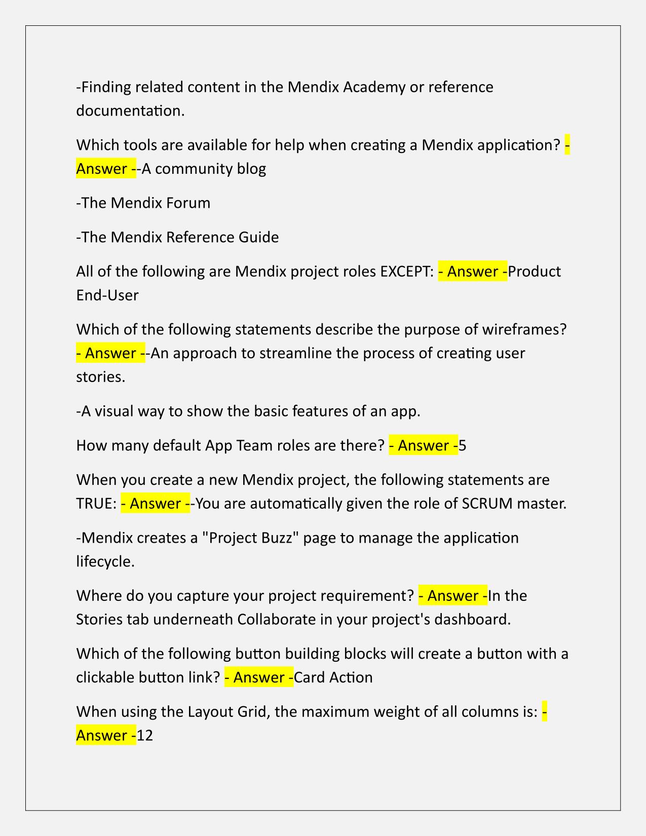 Mendix Certification Exam Practice Q&A Latest Update