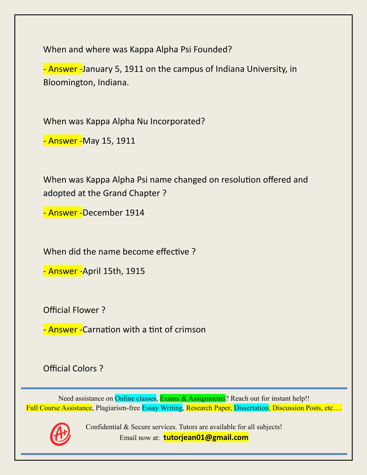 KAPPA ALPHA PSI MTA PREPARATION TEST ACTUAL 2025/2026 CORRECTLY ANSWERED