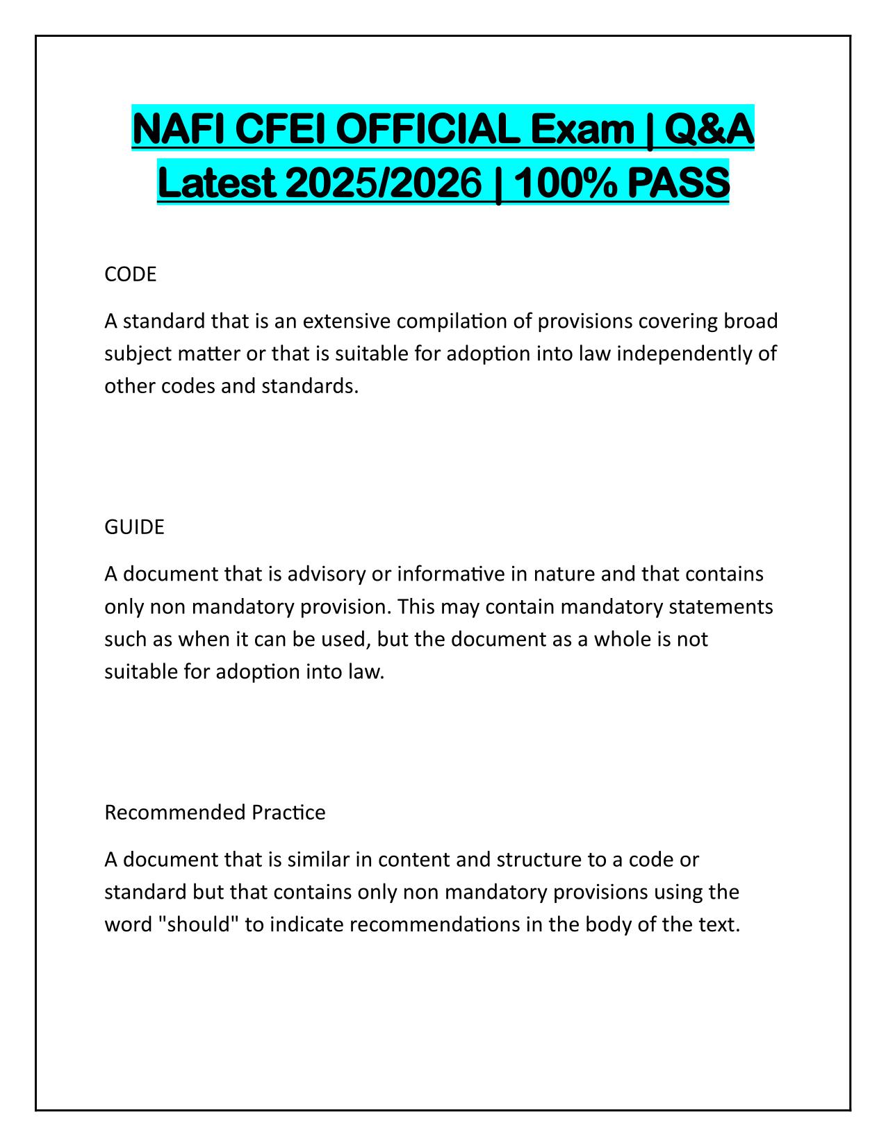 NAFI CFEI OFFICIAL Exam Questions with Verified Answers 2025 Update
