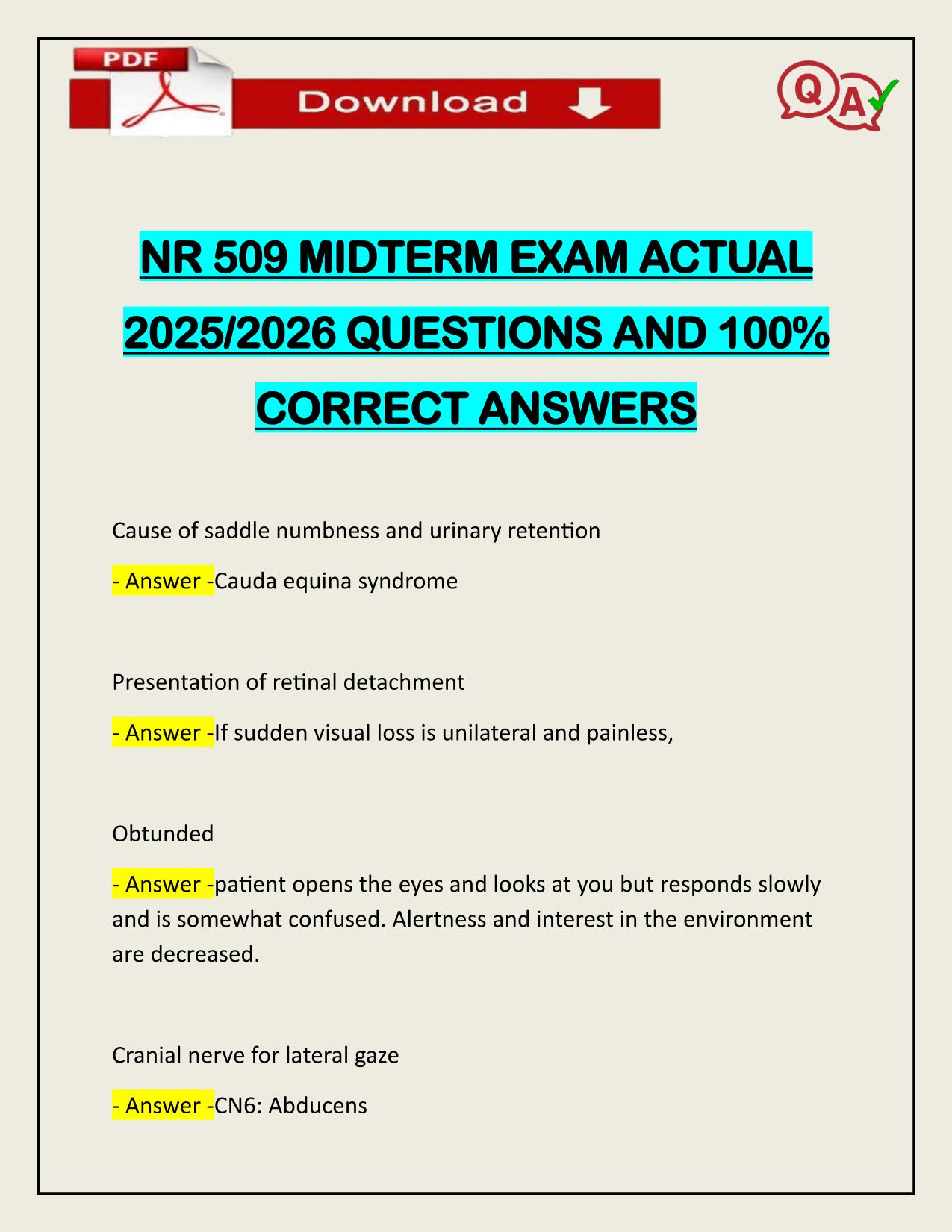 NR 509 MIDTERM EXAM ACTUAL 2025/2026 VERIFIED ANSWERS