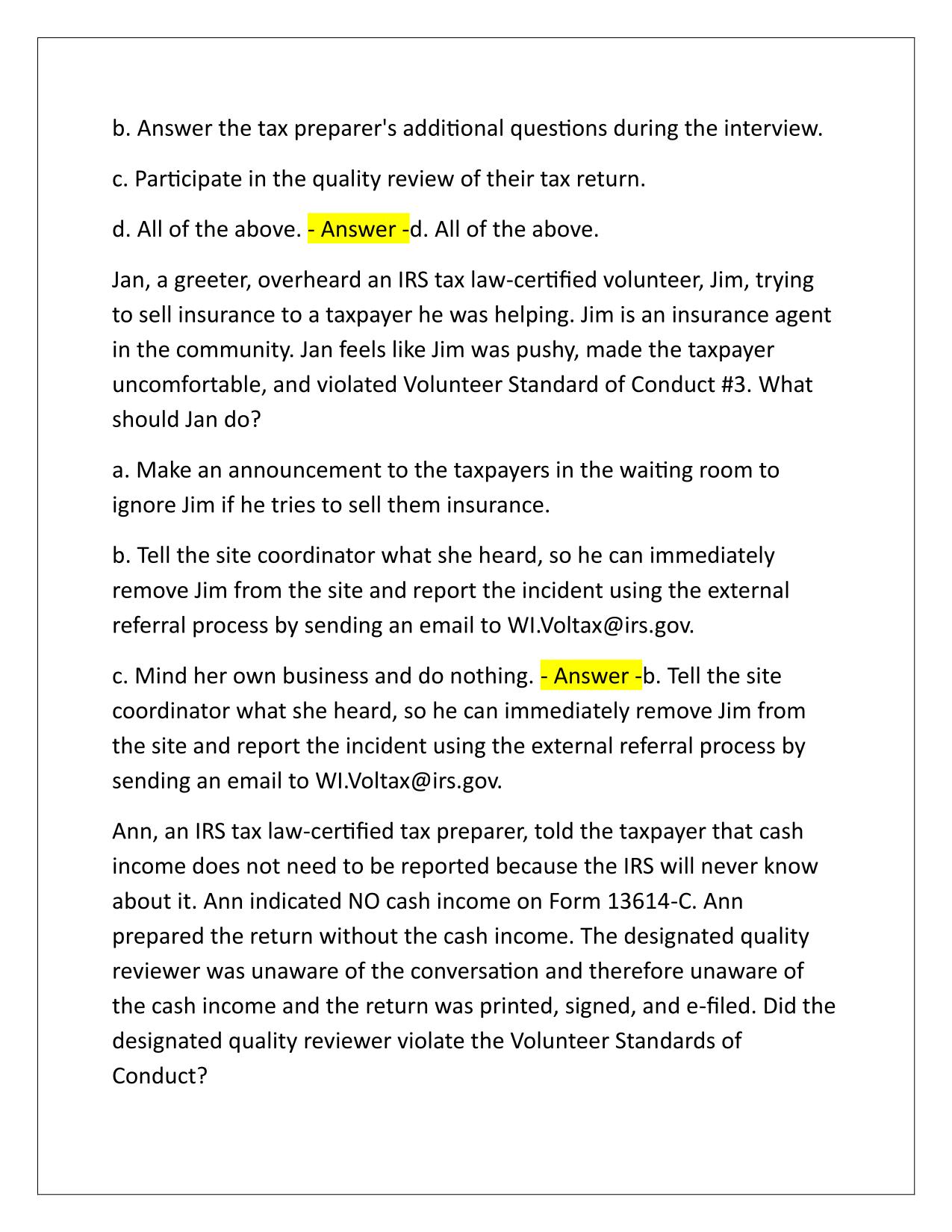 VITA Certification Test Questions and Answers 2025/2026