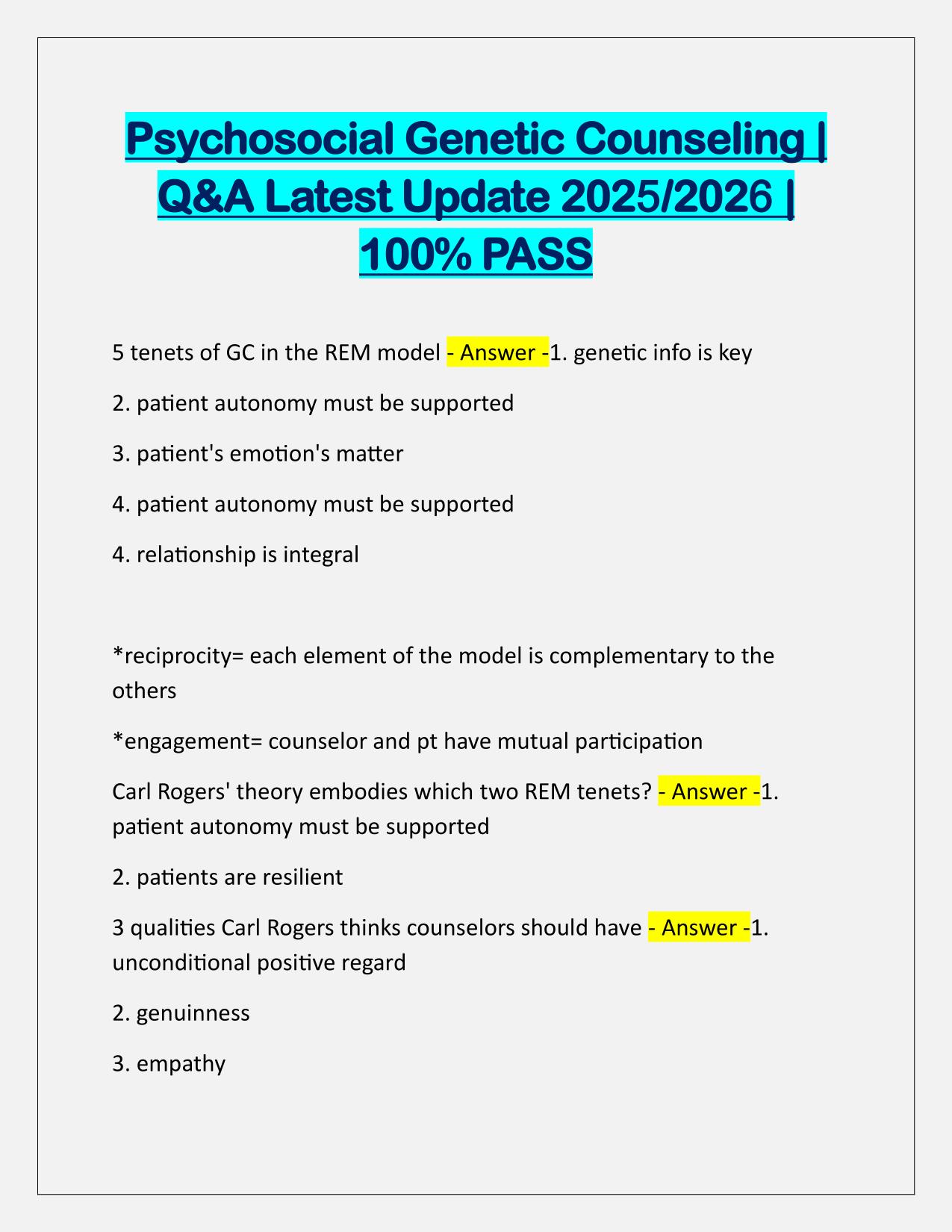 Psychosocial Genetic Counseling Q&A Latest Update