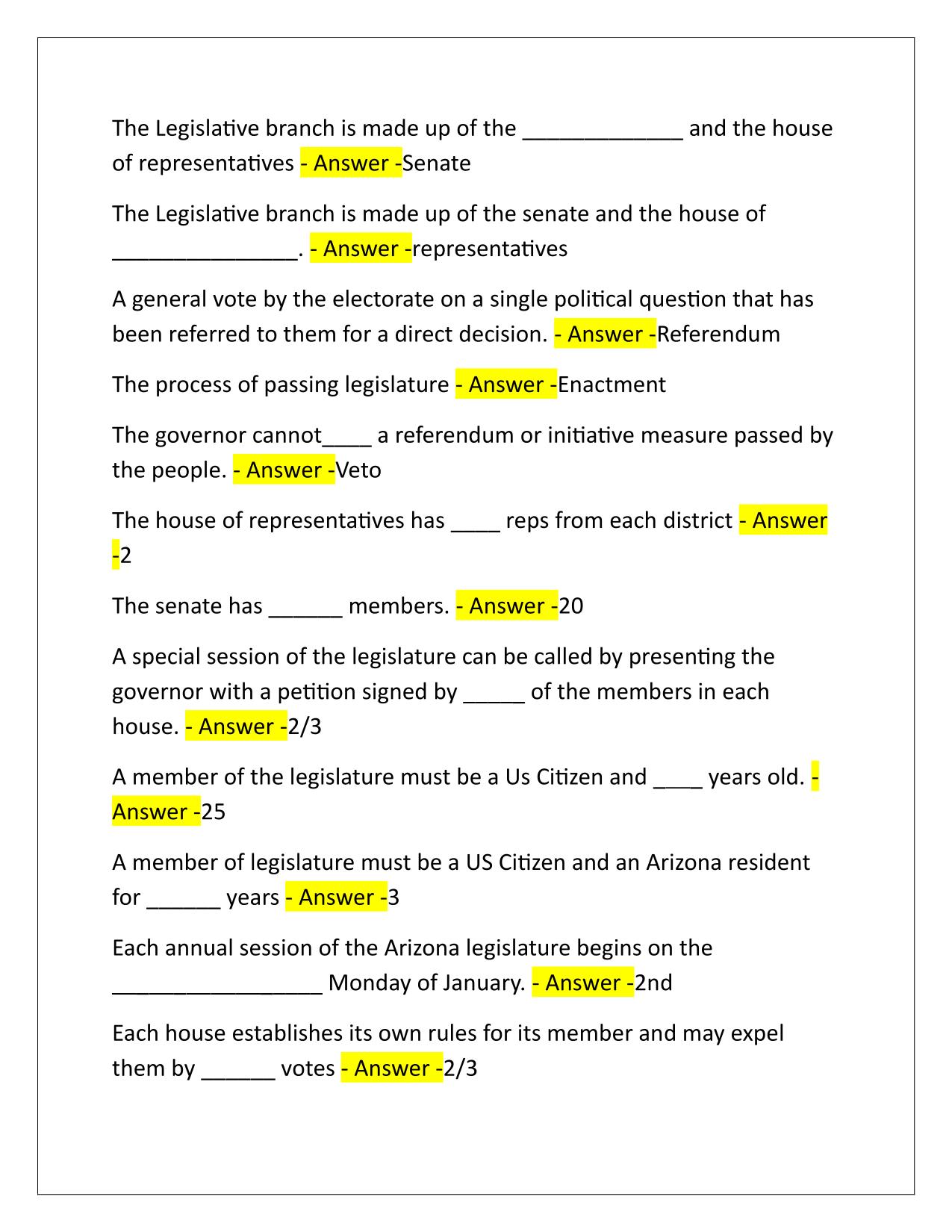 AEPA US,Arizona Constitution Test Q&A Latest Update