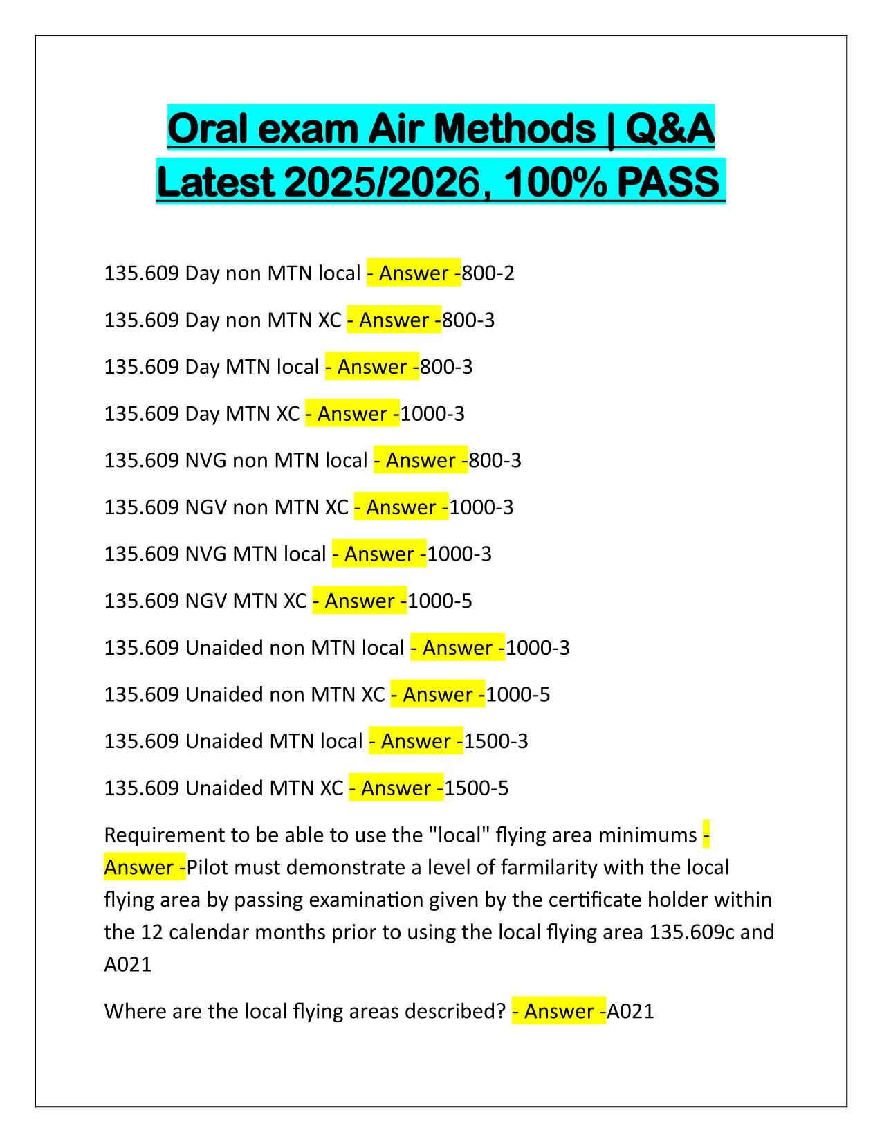 Oral exam Air Methods with Correct Answers Latest
