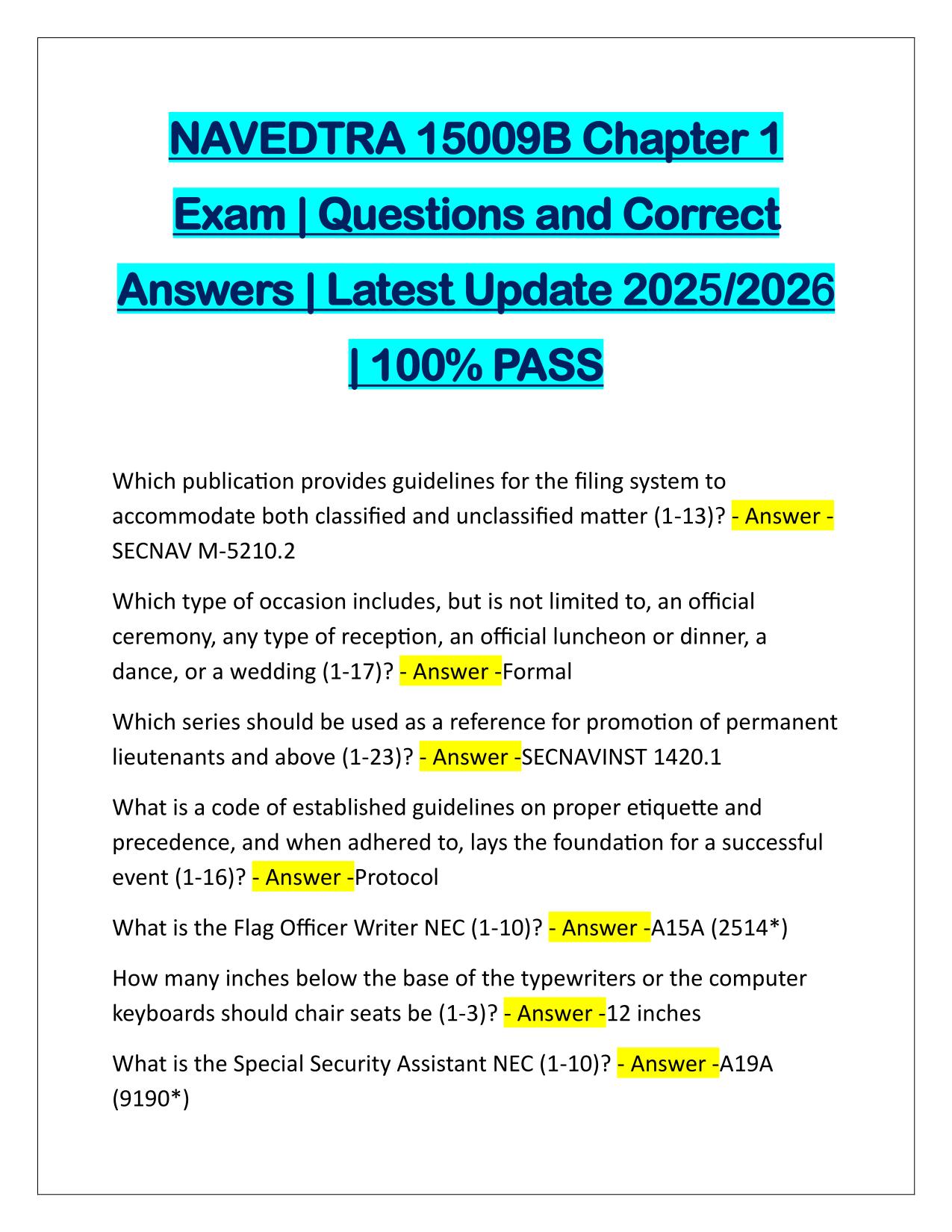 NAVEDTRA 15009B Chapter 1 Exam Questions and Answers