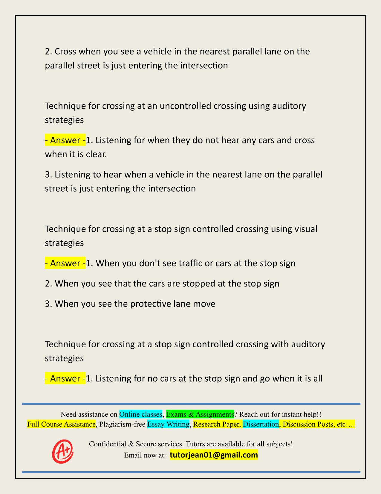 2025/2026 ORIENTATION AND MOBILITY STUDY GUIDE (DOMAIN 7 MOBILITY SKILLS) TOMMIE
