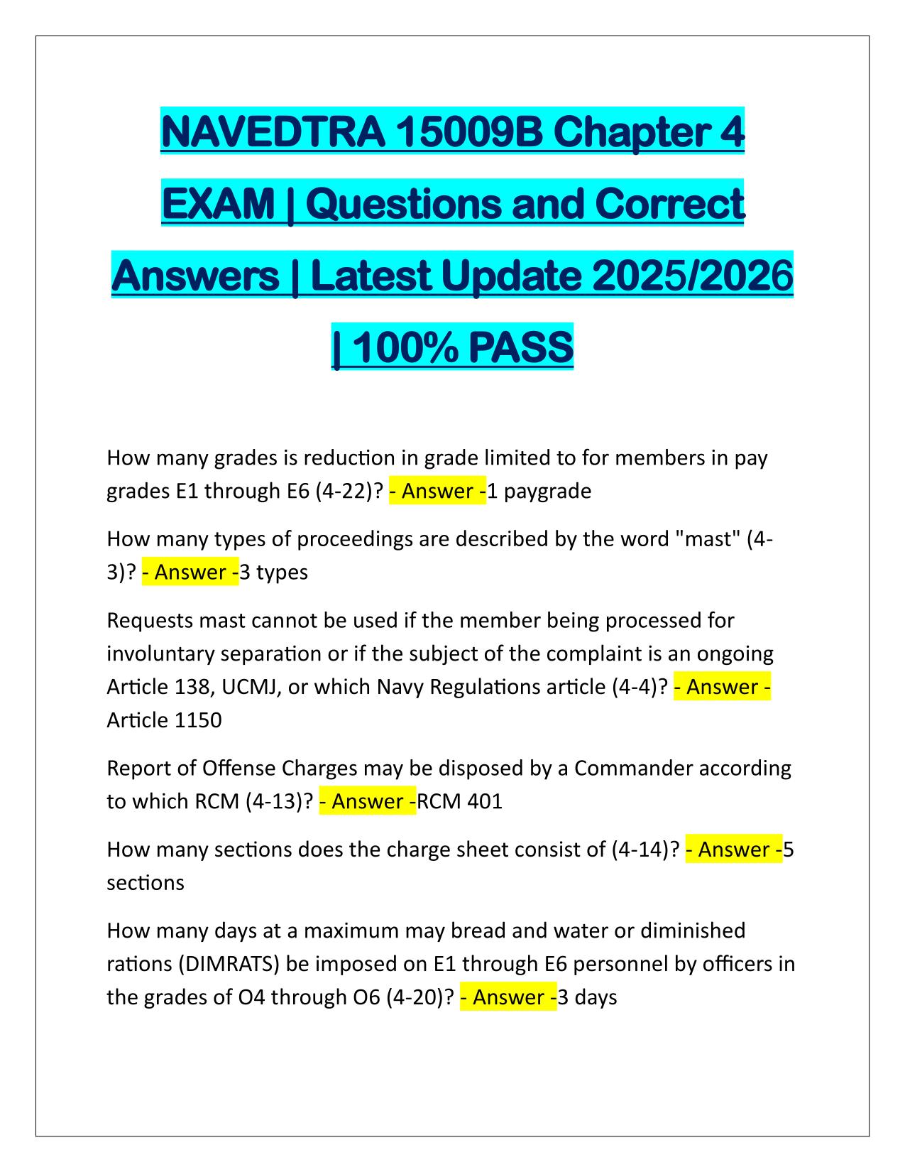 NAVEDTRA 15009B Chapter 4 EXAM Questions and Answers Latest