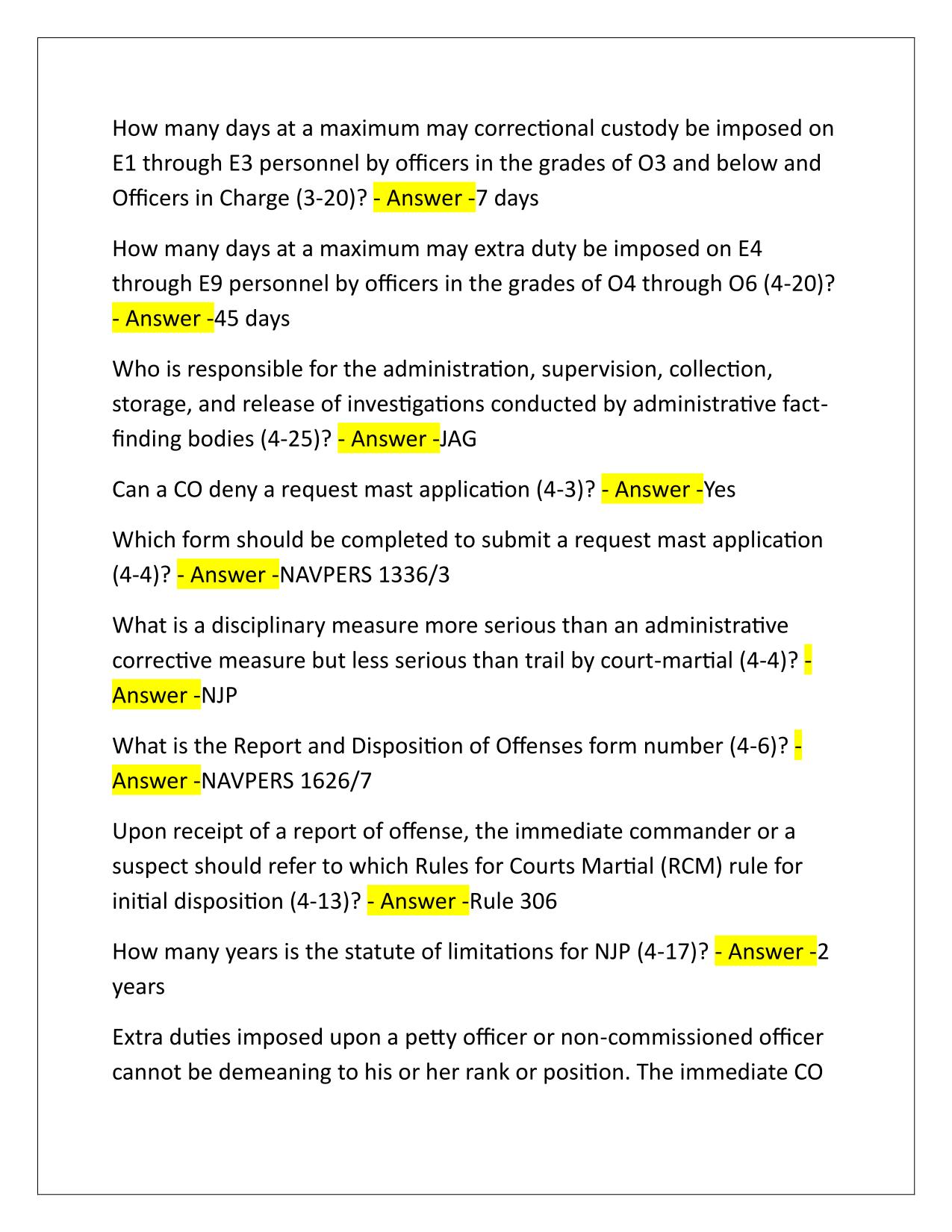 NAVEDTRA 15009B Chapter 4 EXAM Questions and Answers Latest