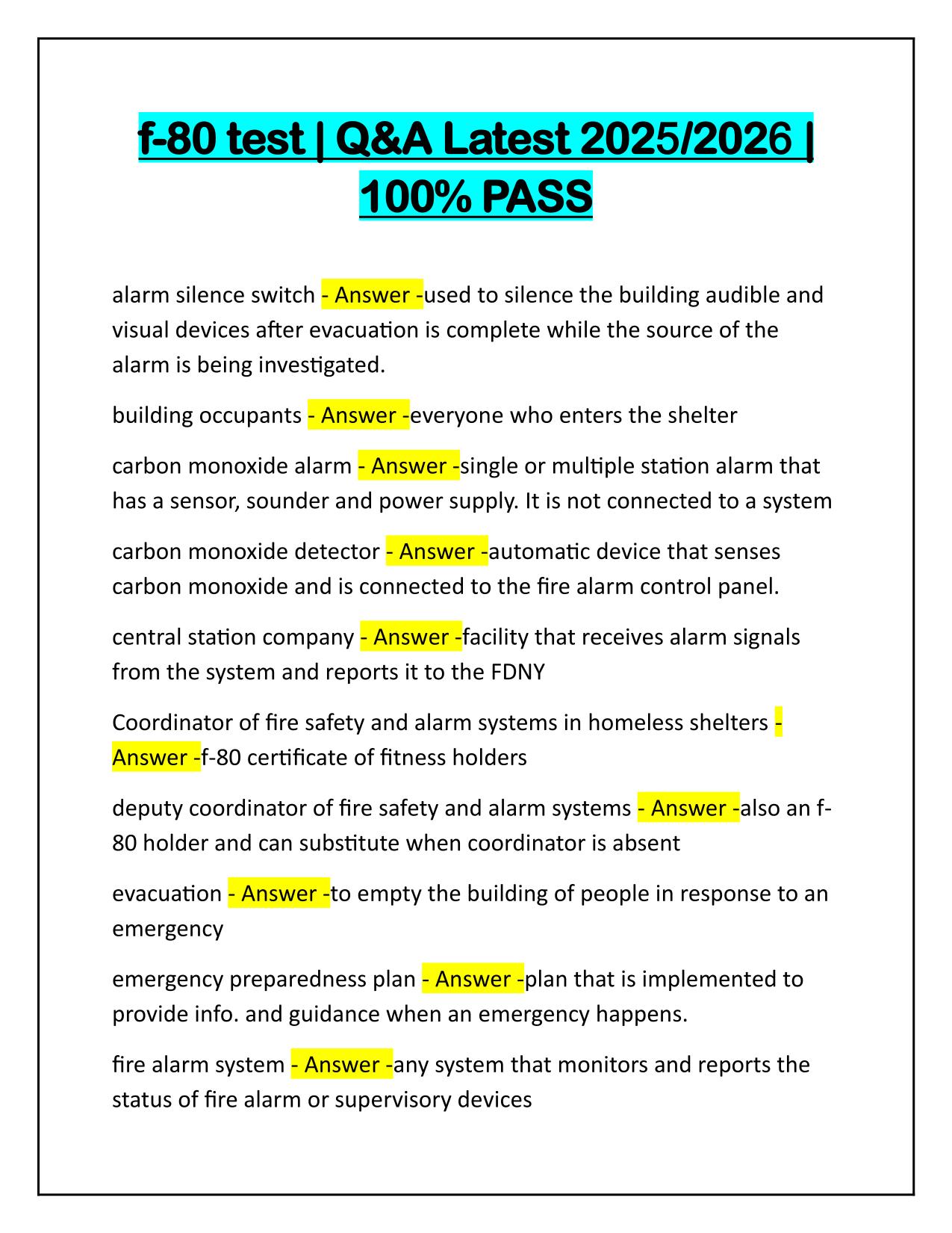 f-80 test Questions, correctly Answered