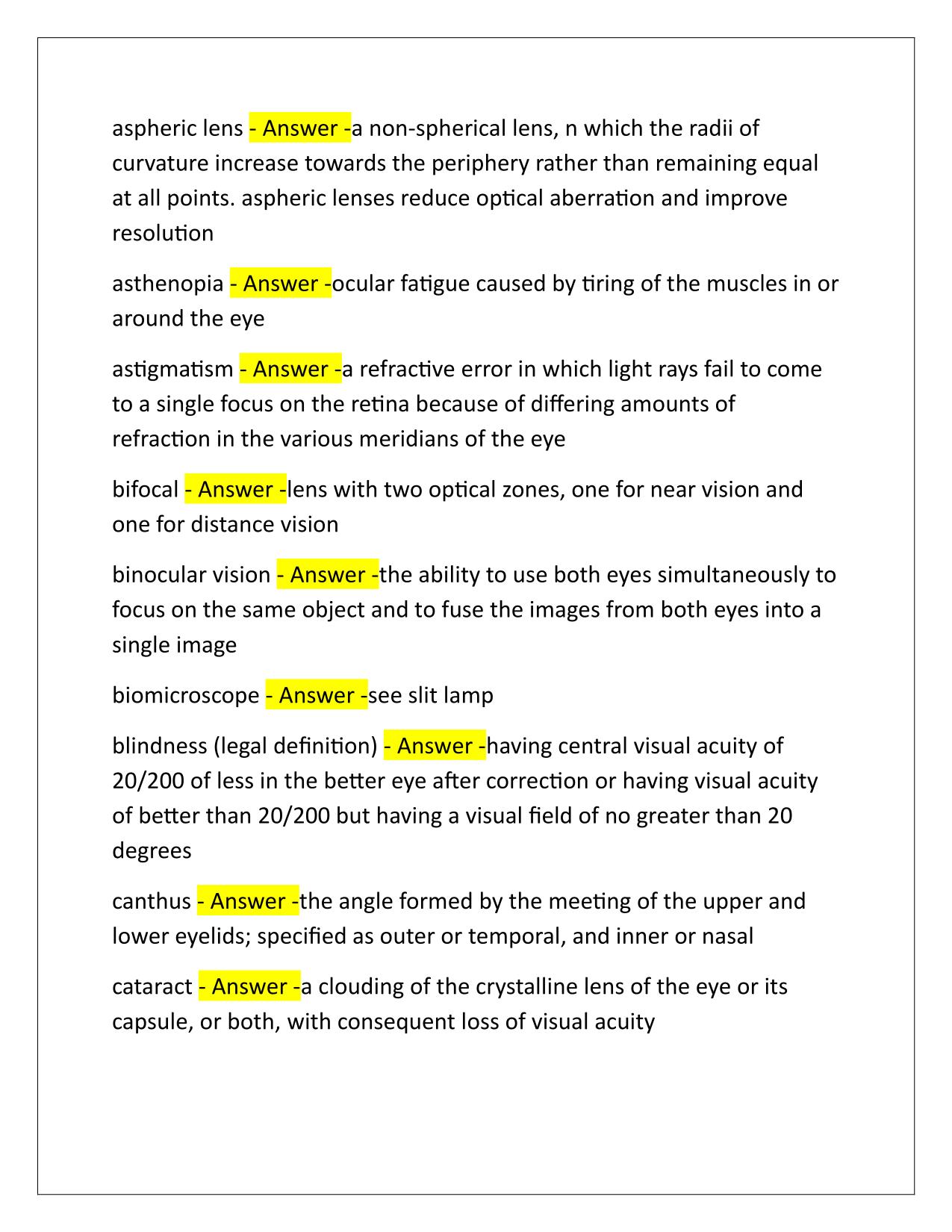 OSC Ophthalmic Scribe Exam Q&A Latest Update