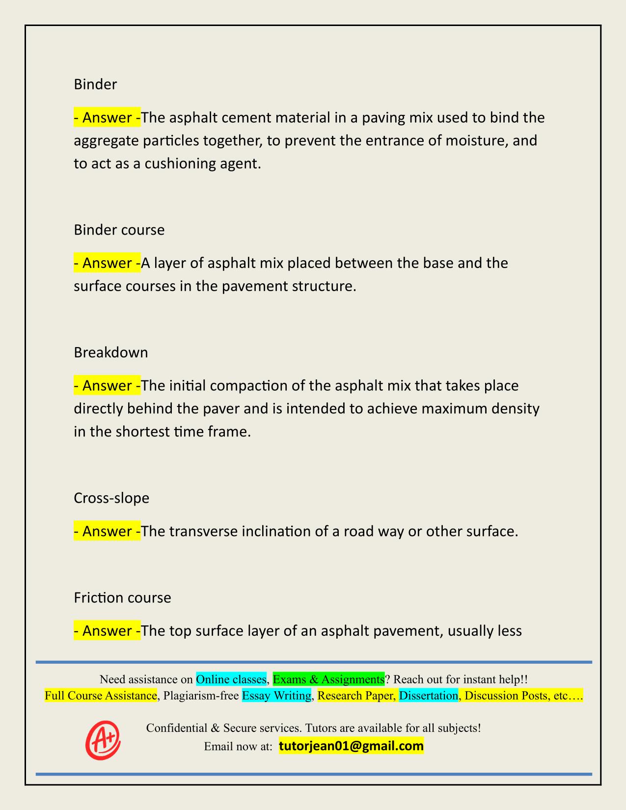 ASPHALT PAVEMENT EXAM ACTUAL 2025/2026