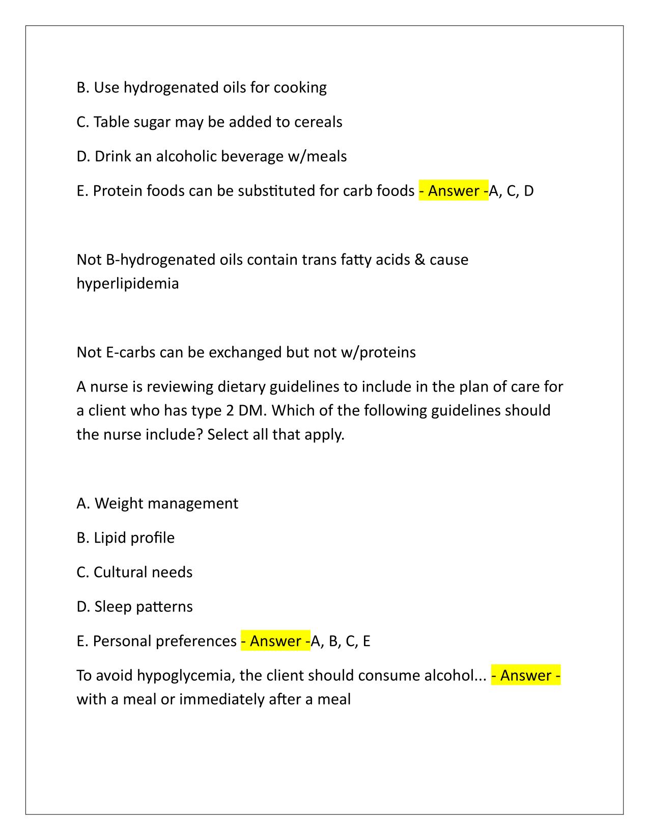 ATI Nutrition Proctored Exam study Questions and Answers 2025/2026