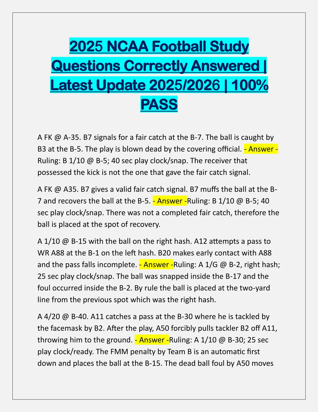 2025 NCAA Football Study Q&A Latest Update