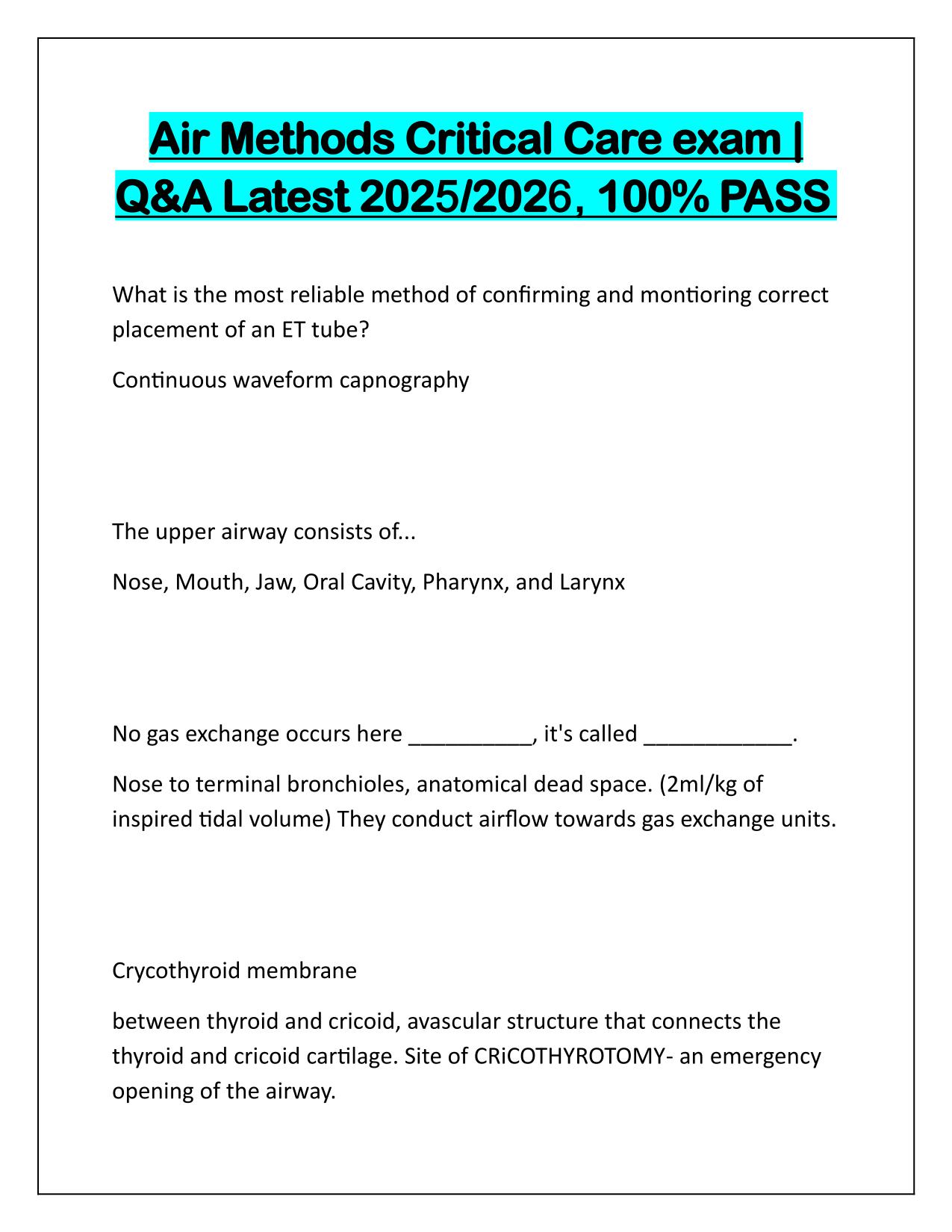 Bundle for Air Methods Exams Q&A Latest Update 2025-2026