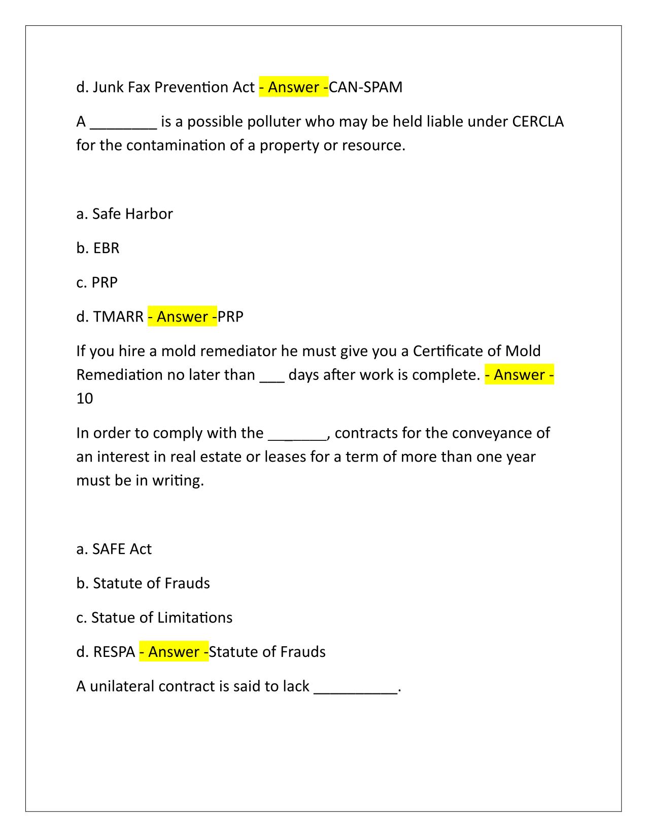 Champions Real Estate Exam Prep (Texas) Q&A Latest Update