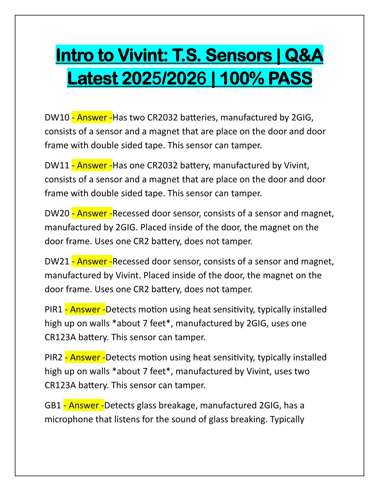 Intro to Vivint T.S Sensors Q&A Latest Update