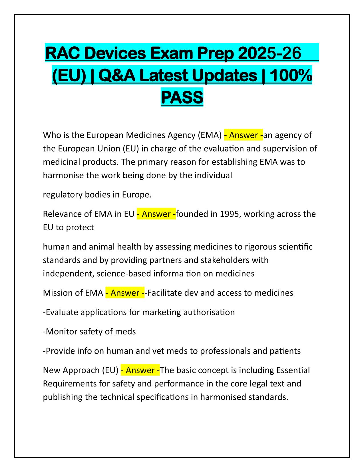 RAC Devices Exam Prep 2025-26 EU Q&A latest Update