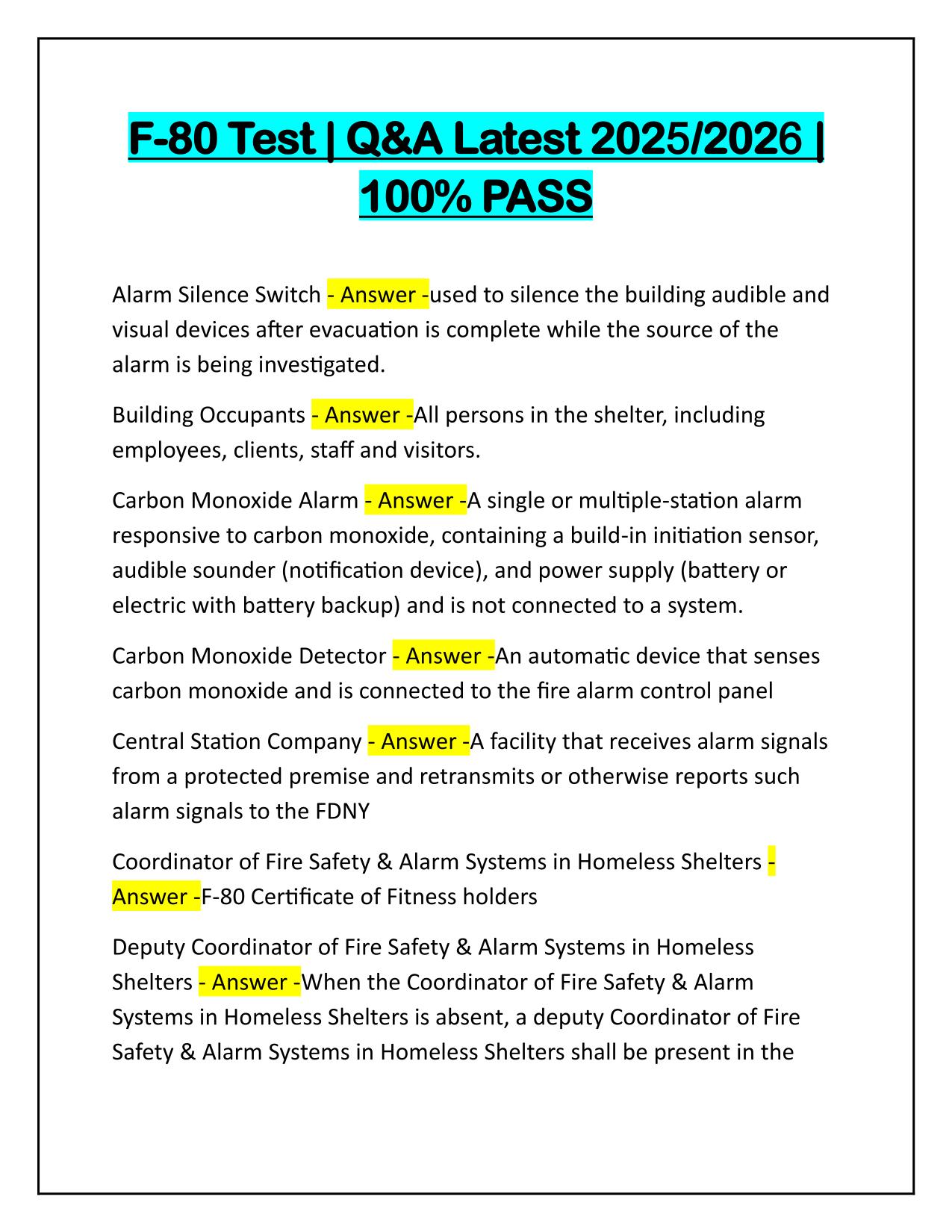 F-80 Test Q&A Latest Update