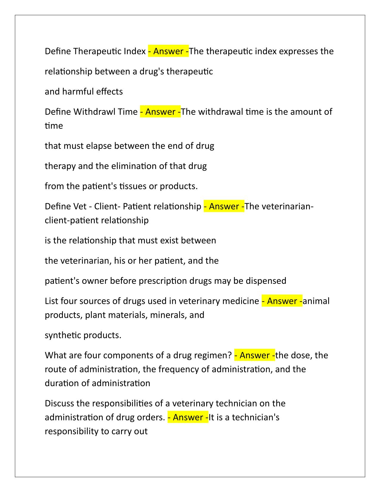 Ch 1-General Pharmacology (Penn Foster Vet Pharm) Q&A Latest Update