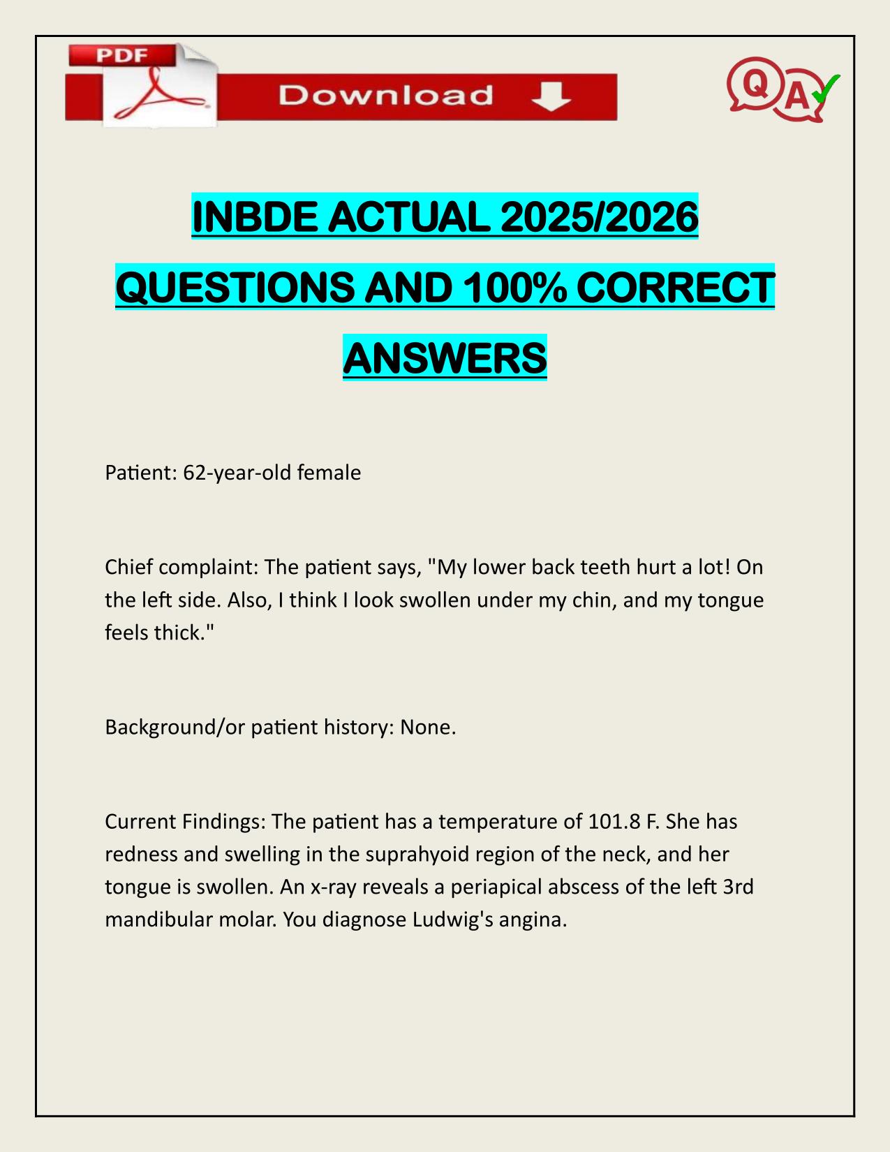 INBDE ACTUAL 2025/2026 QUESTIONS AND 100% CORRECT ANSWERS