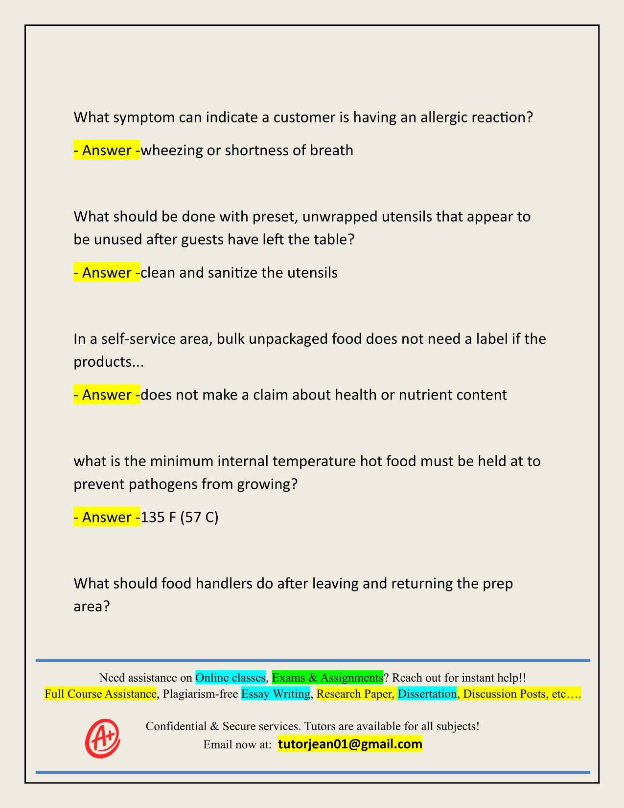 WALMART FOOD/SAFETY TEST ACTUAL 2025/2026 CORRECTLY ANSWERED