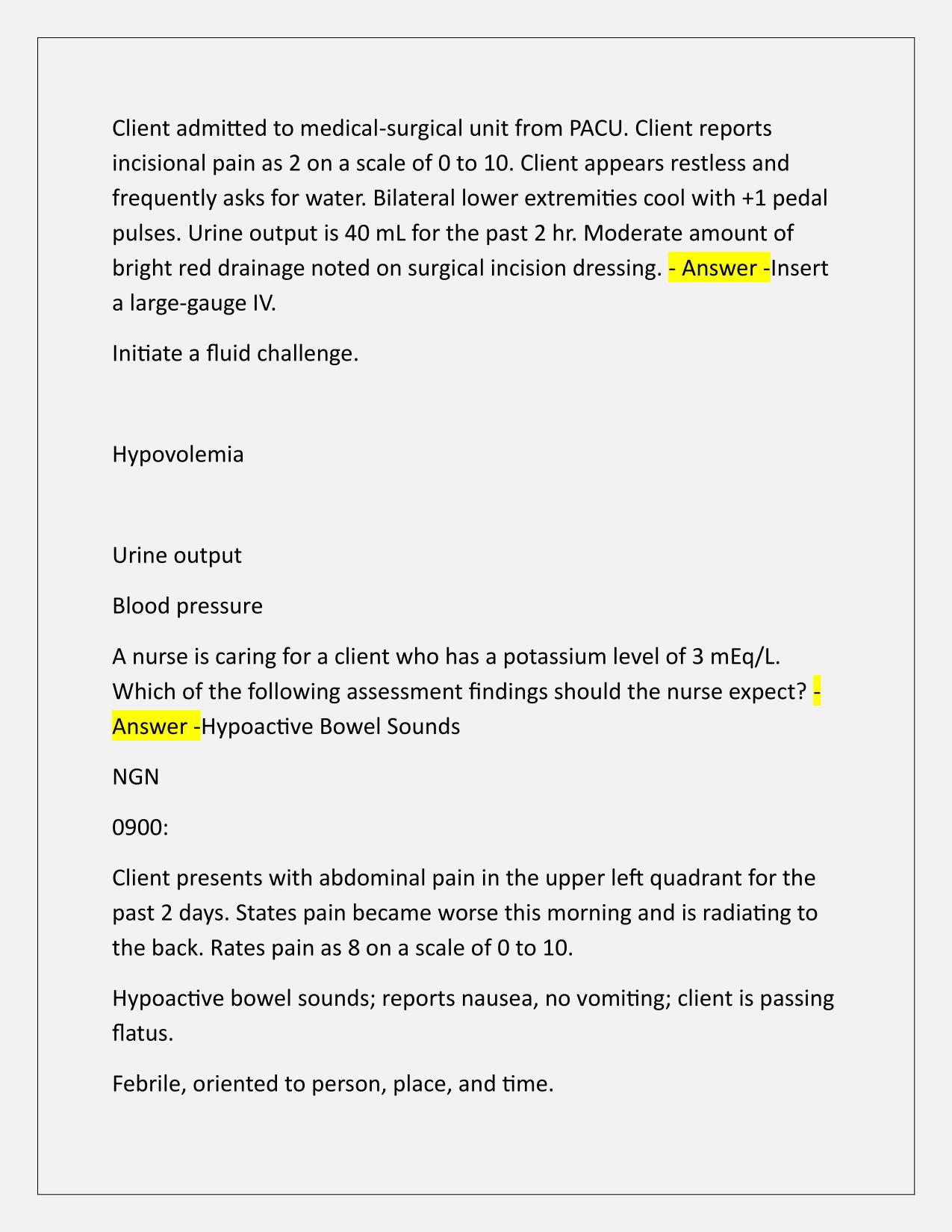 RN Adult Medical Surgical Online Practice 2025 A NGN Q&A Latest Update