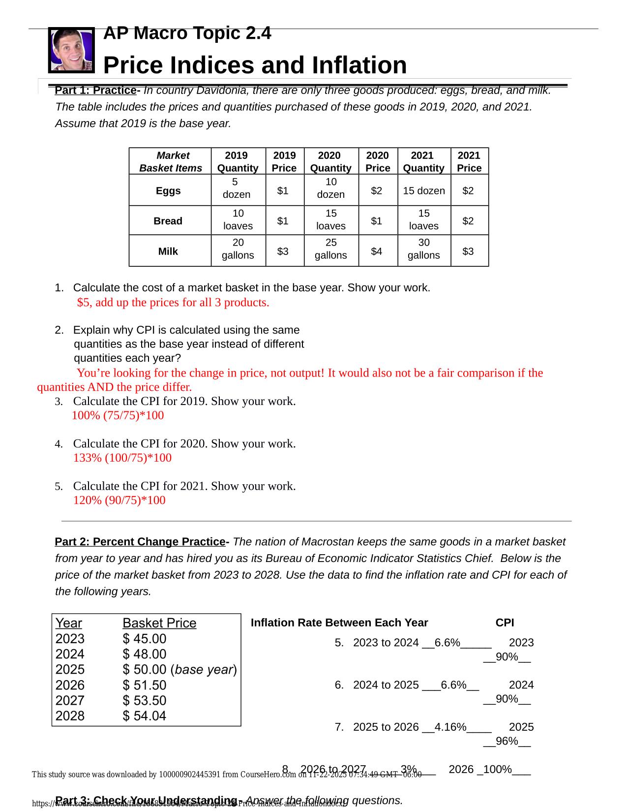 AP Macro Topic 2.4 Price Indices and Inflation
